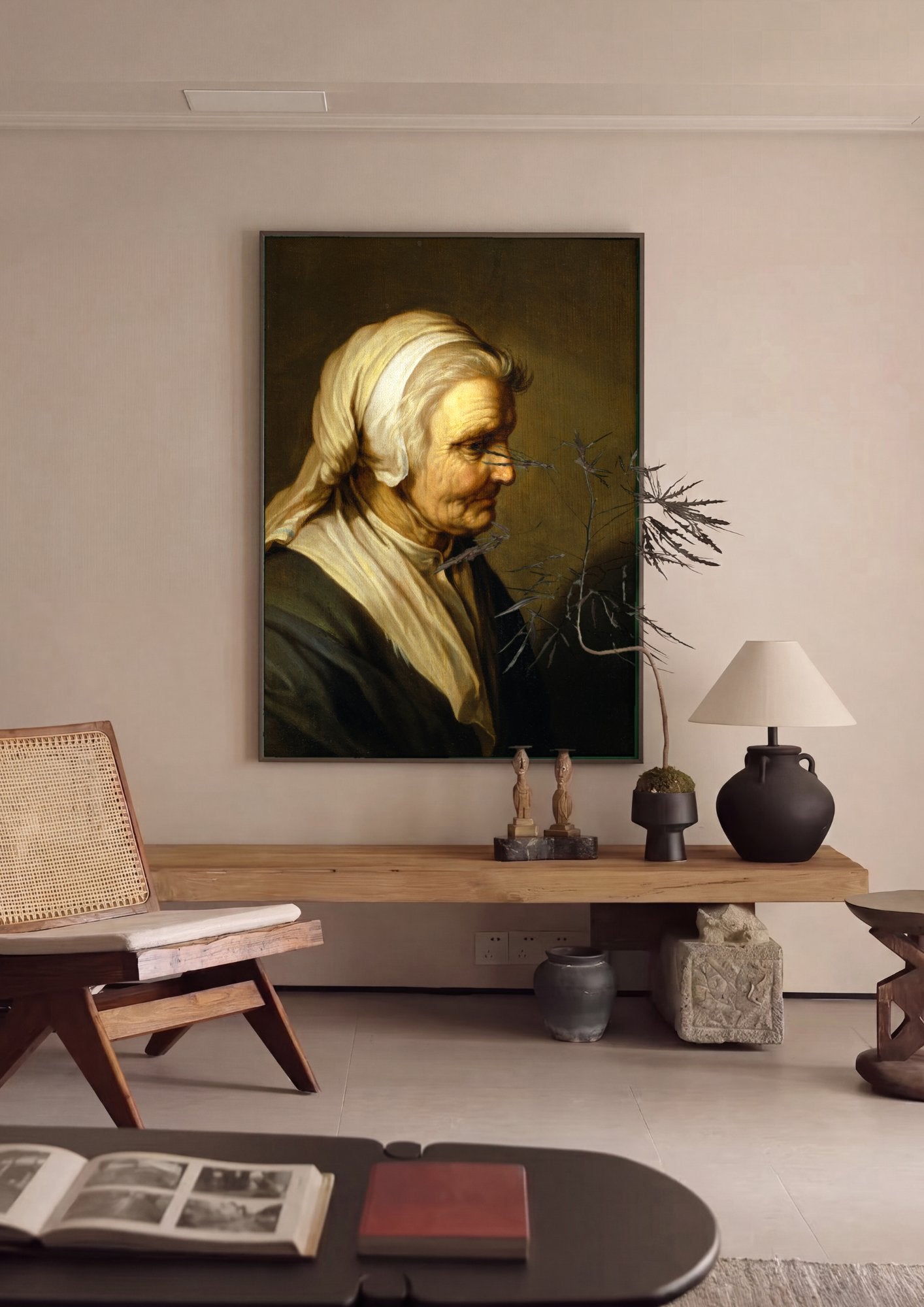 Quadro Decorativo Retrato de Mulher Idosa - Abraham Bloemaert em ambiente decorado