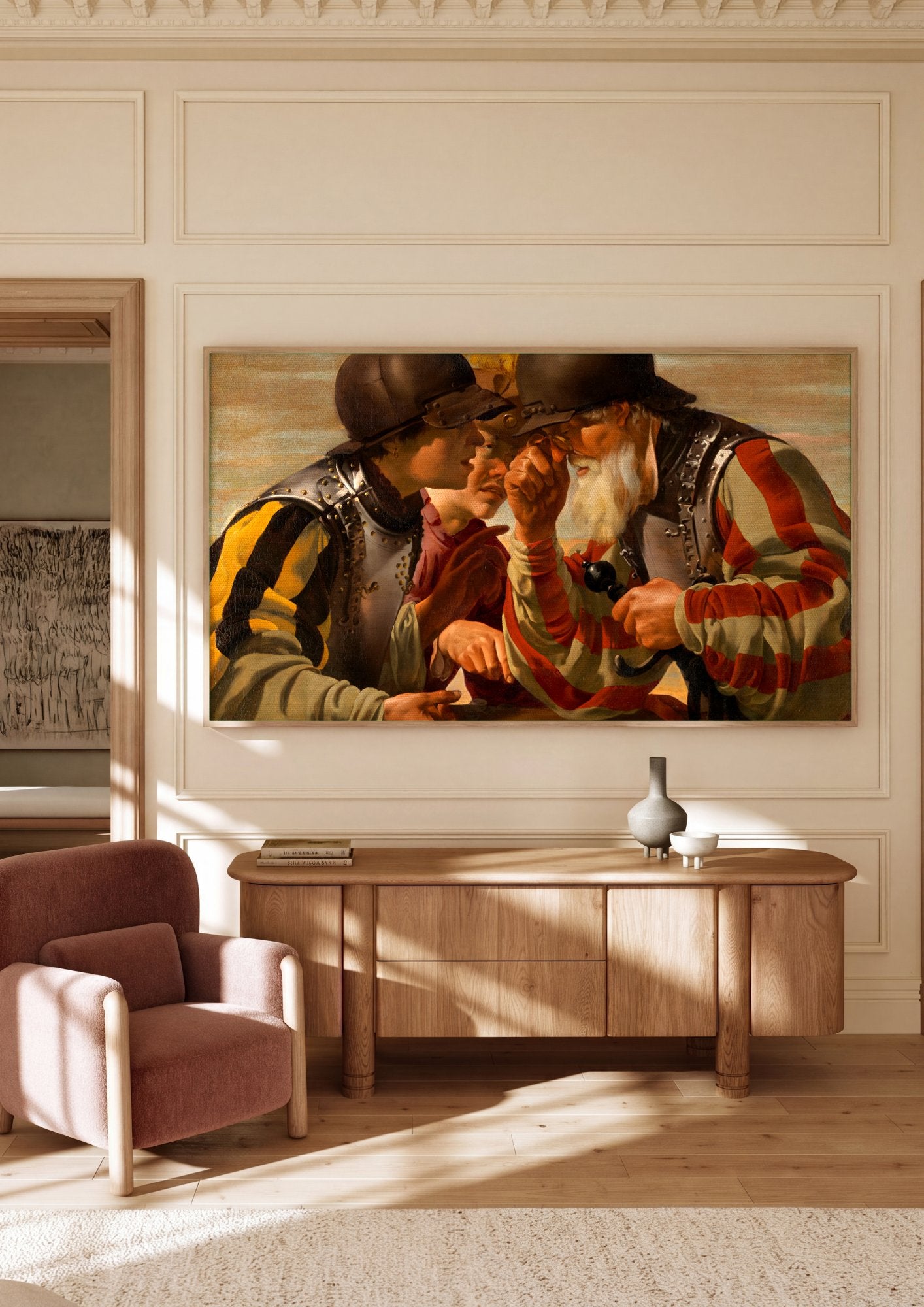 Quadro Decorativo Os Jogadores de Dados - Hendrick ter Brugghen em ambiente decorado
