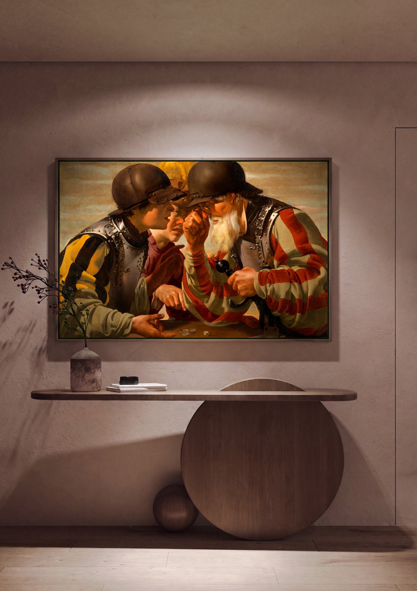 Quadro Decorativo Os Jogadores de Dados - Hendrick ter Brugghen em ambiente decorado