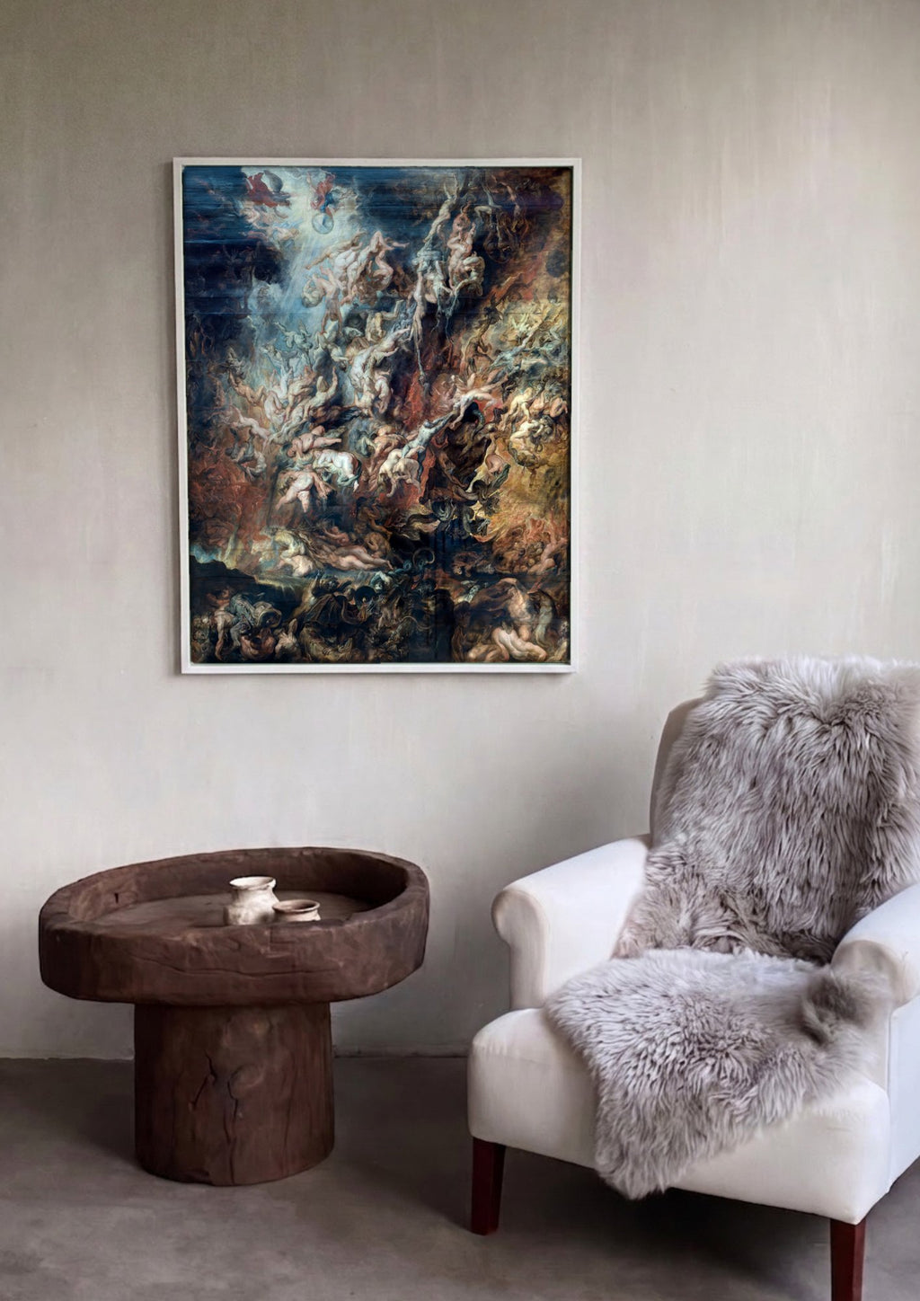 Quadro Decorativo A Queda dos Condenados - Rubens em ambiente decorado