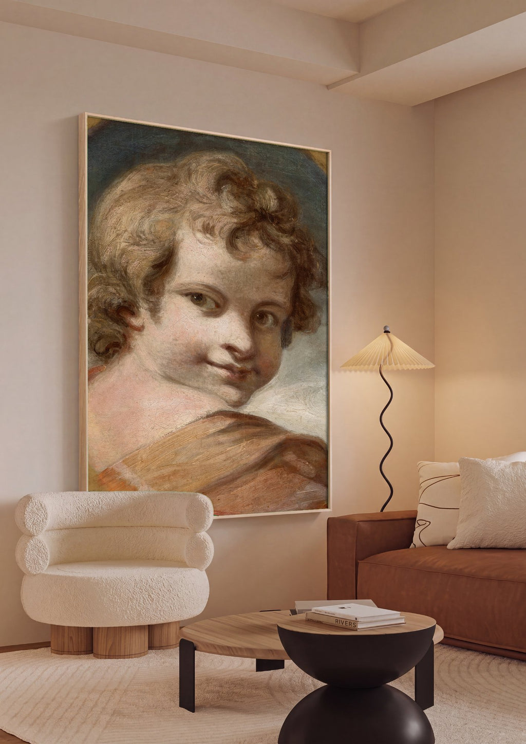 Quadro Decorativo Criança com Cachos Dourados - Sir Joshua Reynolds em ambiente decorado