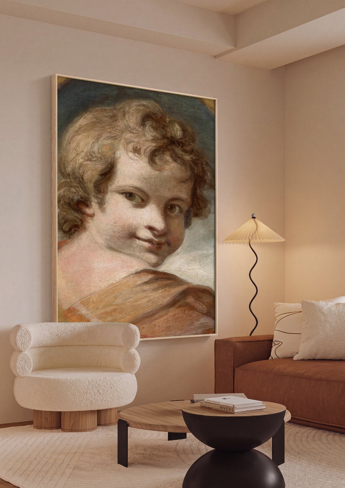 Quadro Decorativo Criança com Cachos Dourados - Sir Joshua Reynolds em ambiente decorado
