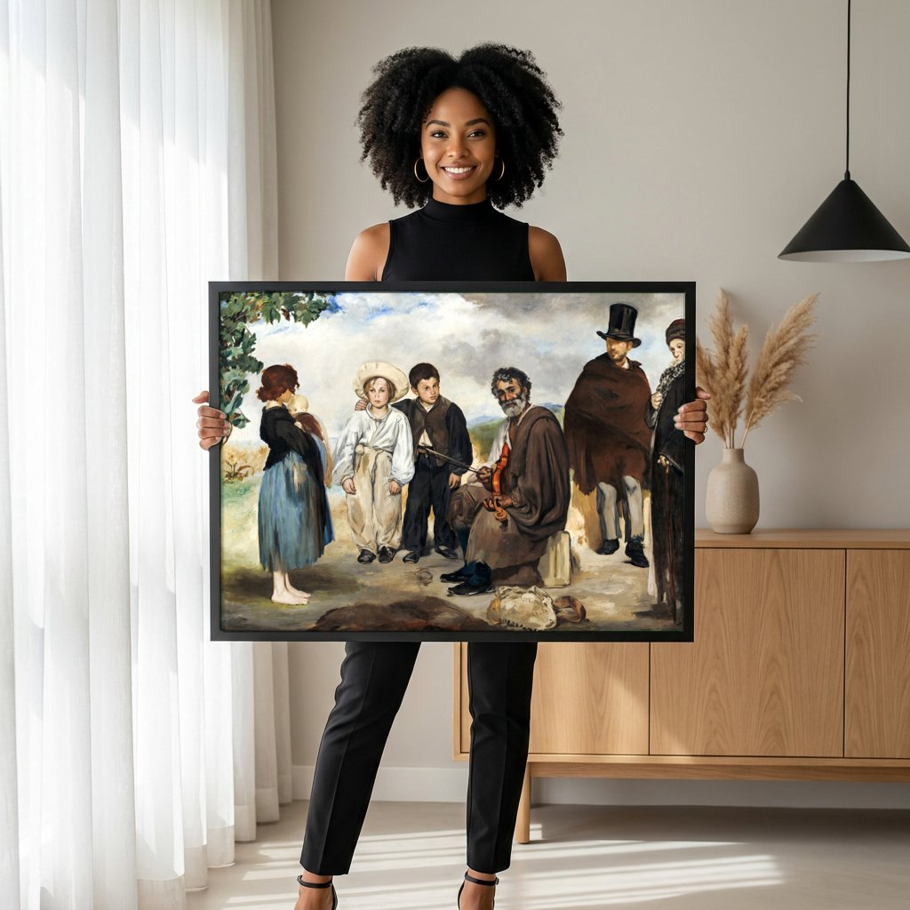 Quadro Decorativo Os Velhos Músicos - Edouard Manet com modelo em ambiente