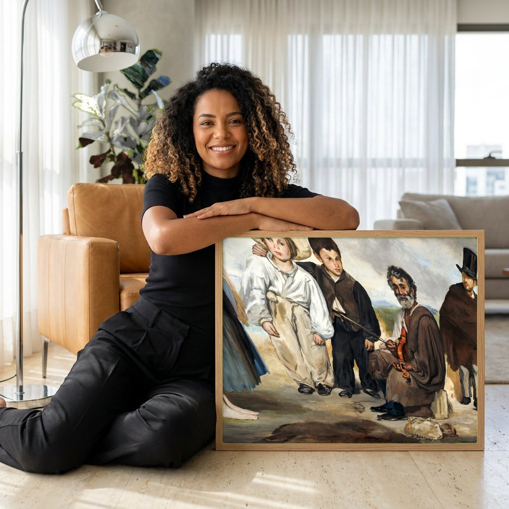 Quadro Decorativo Os Velhos Músicos - Edouard Manet com modelo em ambiente