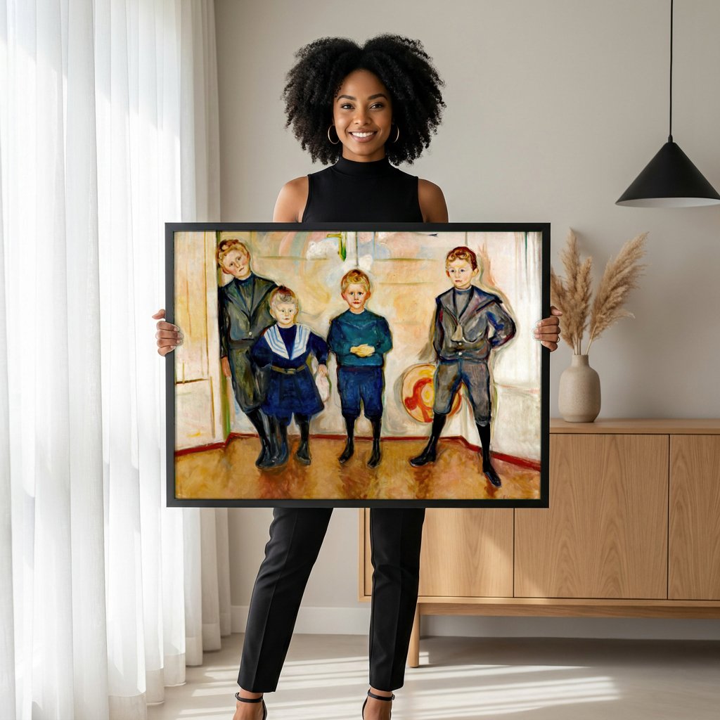 Quadro Decorativo Os Quatro Filhos de Dr. Max Linde - Edvard Munch com modelo em ambiente
