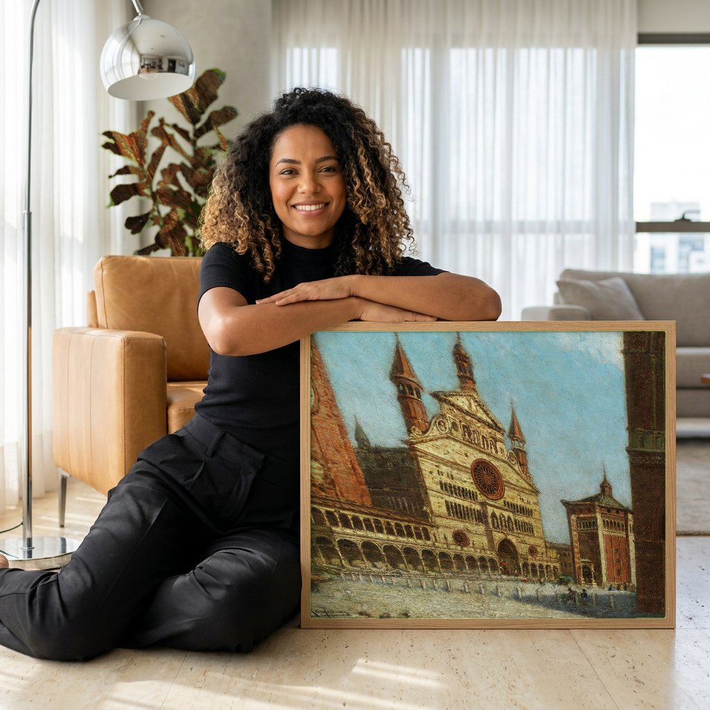 Quadro Decorativo Duomo de Milão (Catedral) - Karl Kaufmann com modelo em ambiente