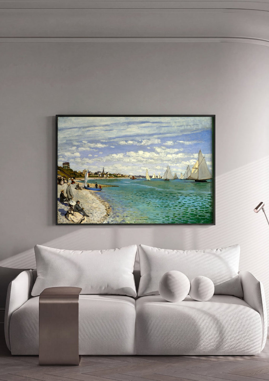 Quadro Decorativo A Praia de Sainte-Adresse - Claude Monet em ambiente decorado