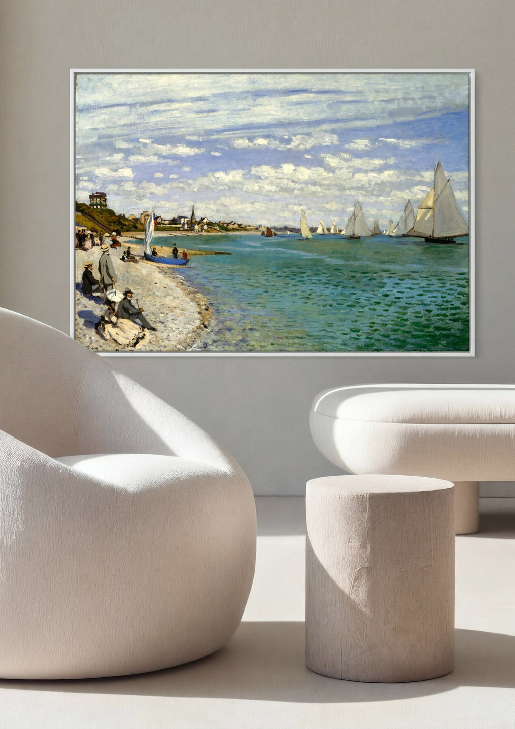 Quadro Decorativo A Praia de Sainte-Adresse - Claude Monet em ambiente decorado