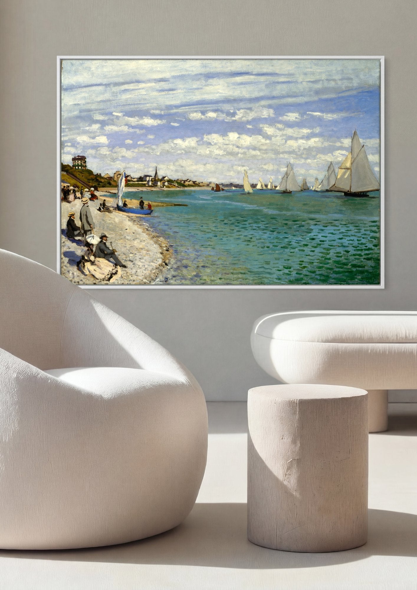 Quadro Decorativo A Praia de Sainte-Adresse - Claude Monet em ambiente decorado