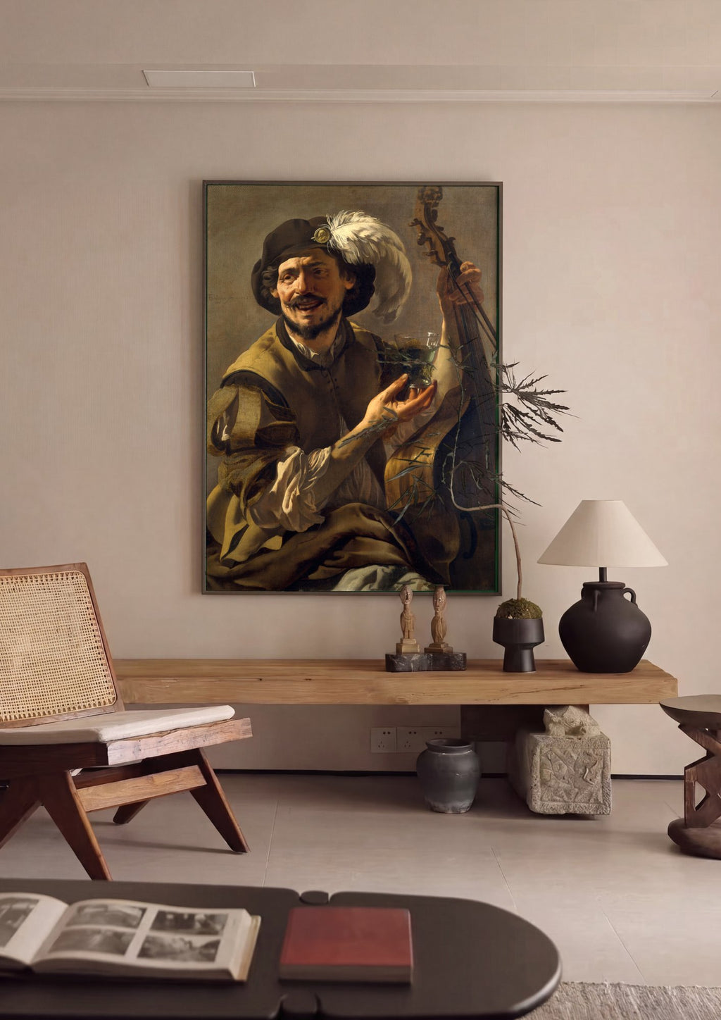 Quadro Decorativo O Cantor Alegre - Hendrick ter Brugghen em ambiente decorado