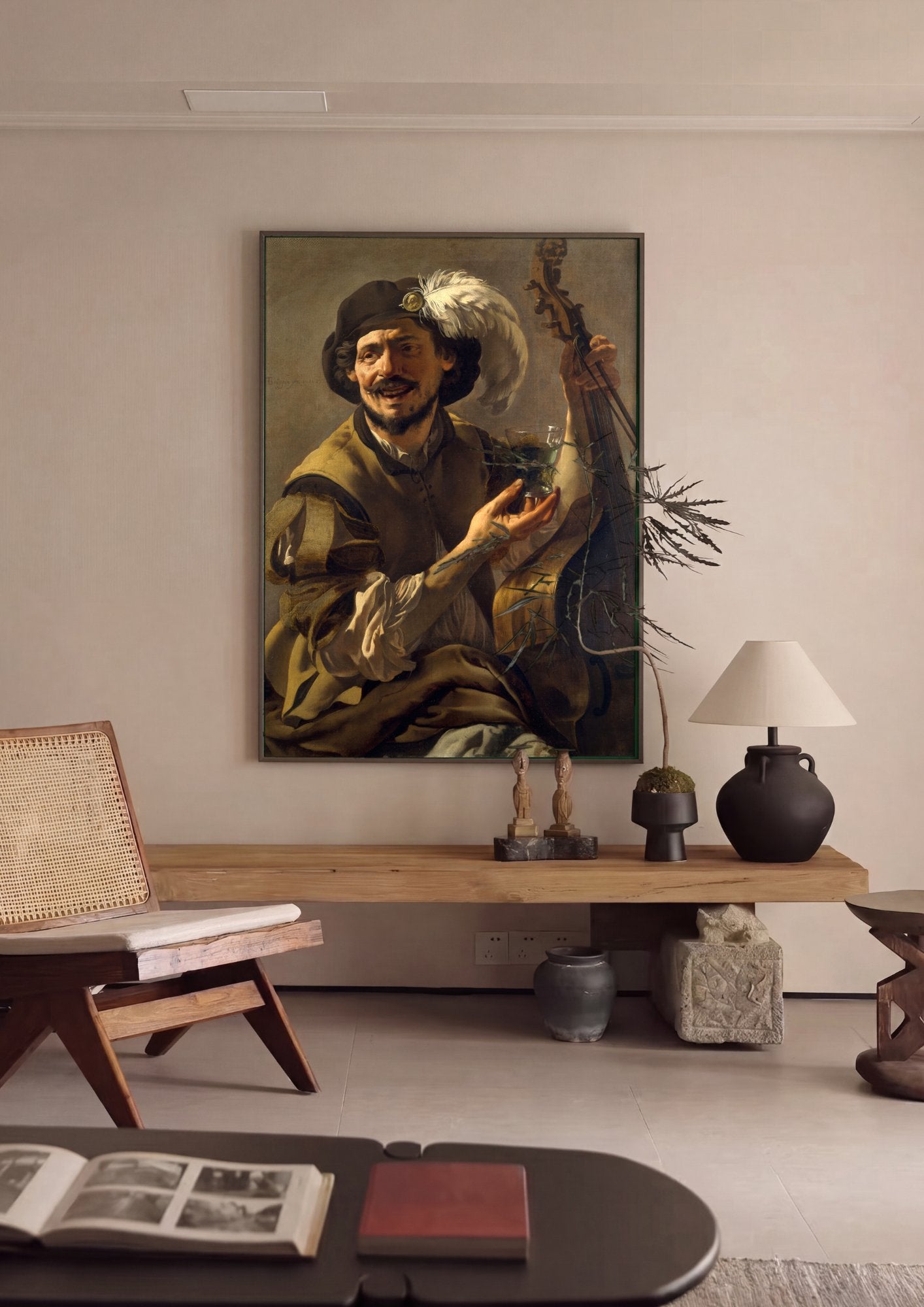 Quadro Decorativo O Cantor Alegre - Hendrick ter Brugghen em ambiente decorado