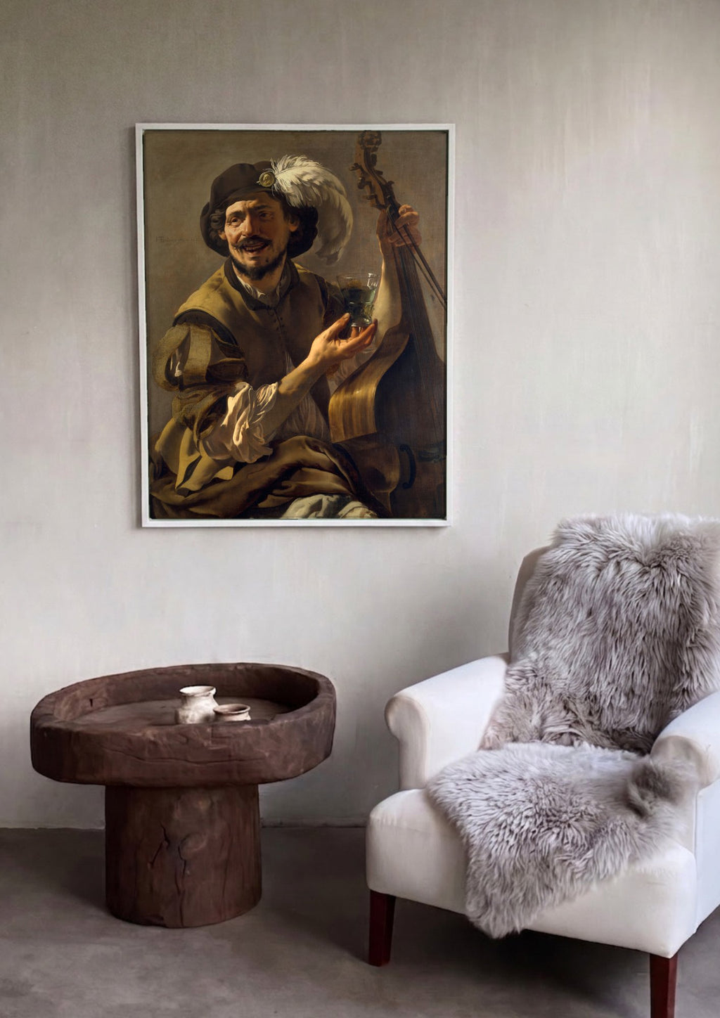 Quadro Decorativo O Cantor Alegre - Hendrick ter Brugghen em ambiente decorado