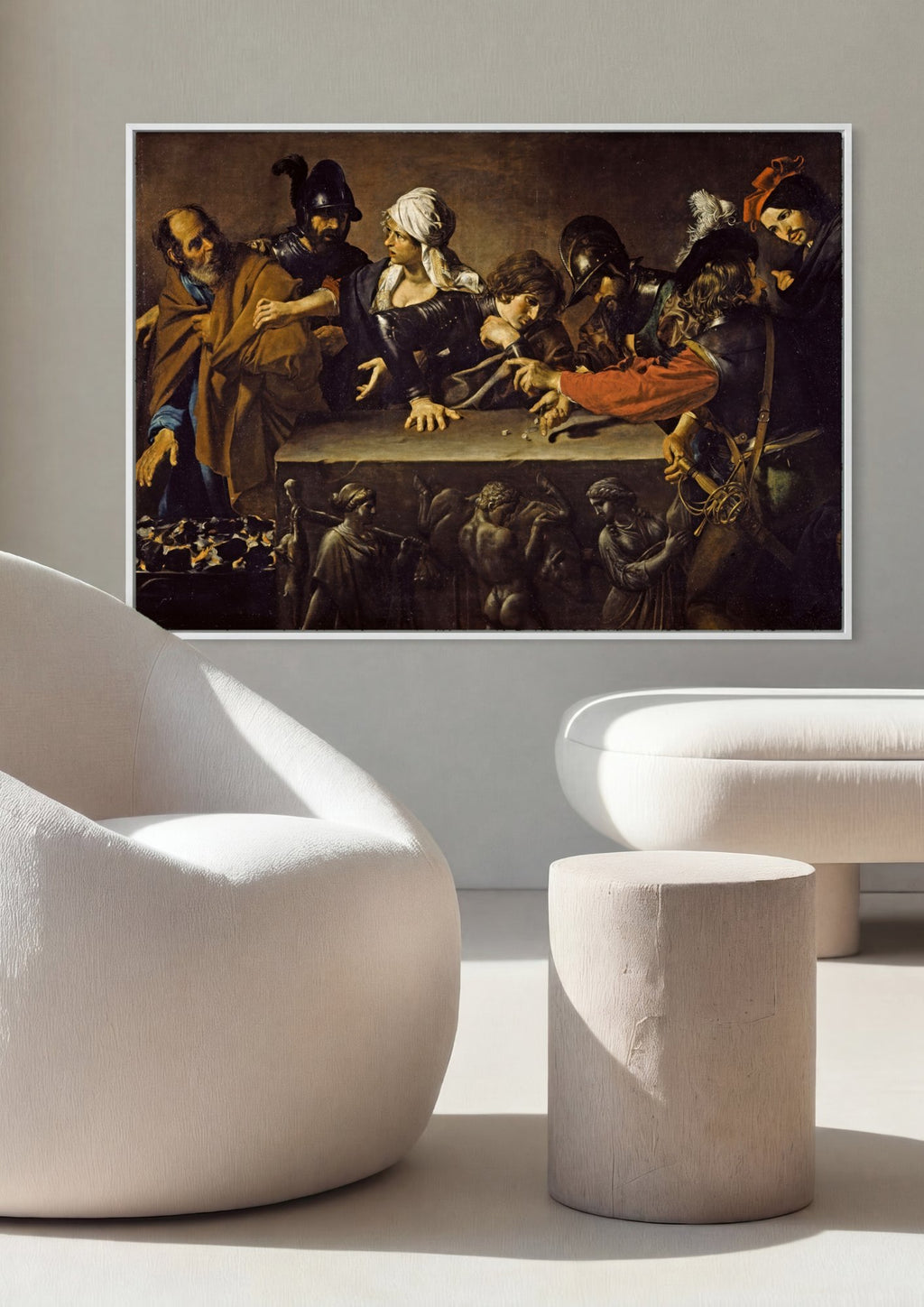 Quadro Decorativo A Negação de São Pedro - Valentin de Boulogne em ambiente decorado