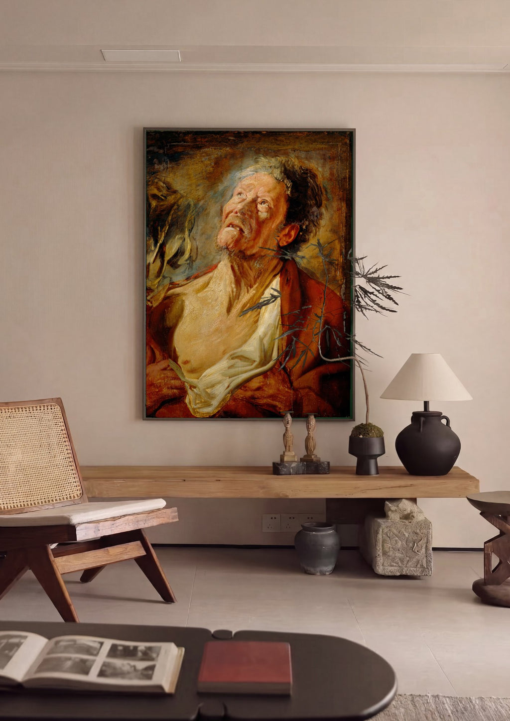 Quadro Decorativo A Cabeça de São Pedro - Jacob Jordaens em ambiente decorado
