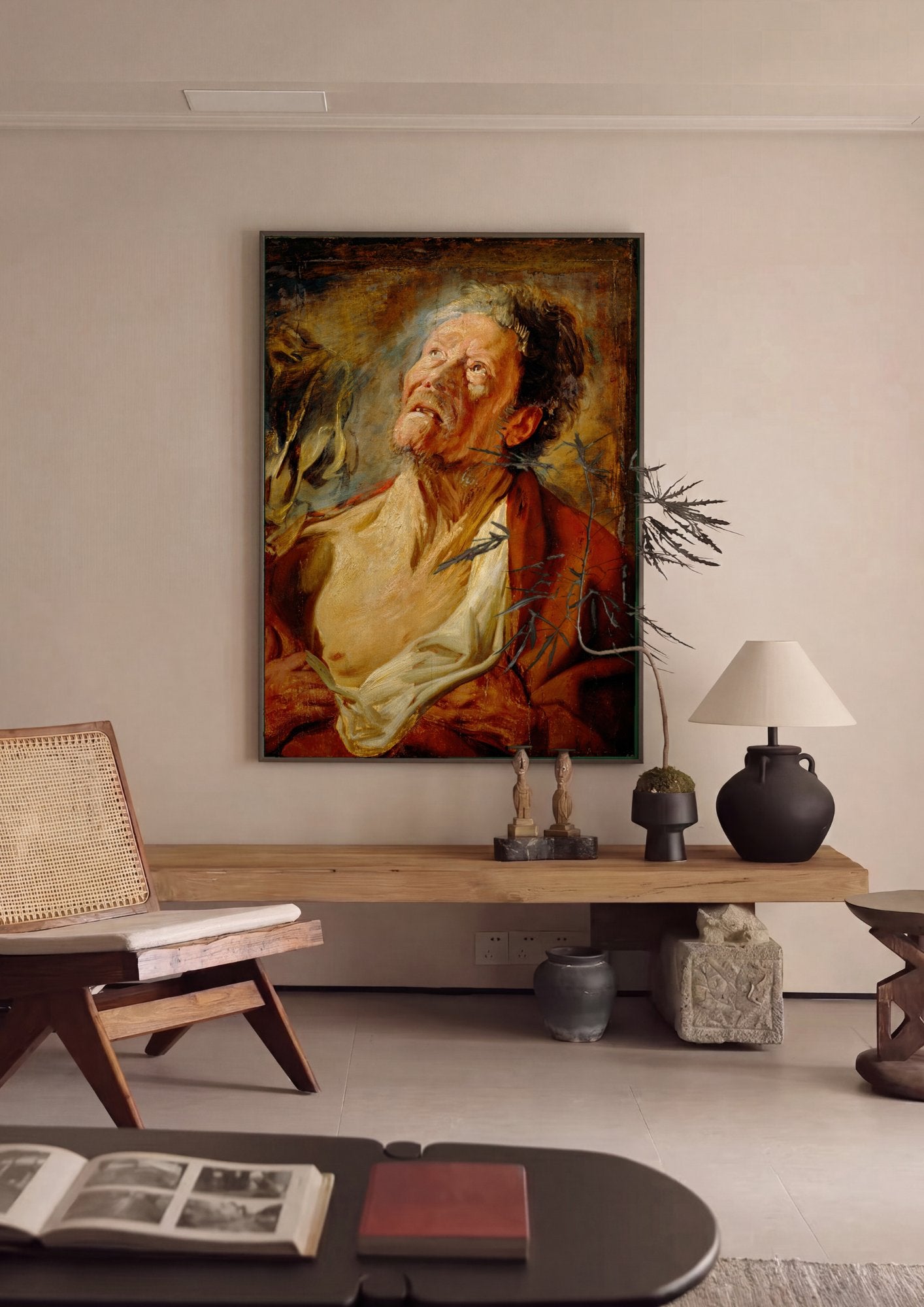 Quadro Decorativo A Cabeça de São Pedro - Jacob Jordaens em ambiente decorado