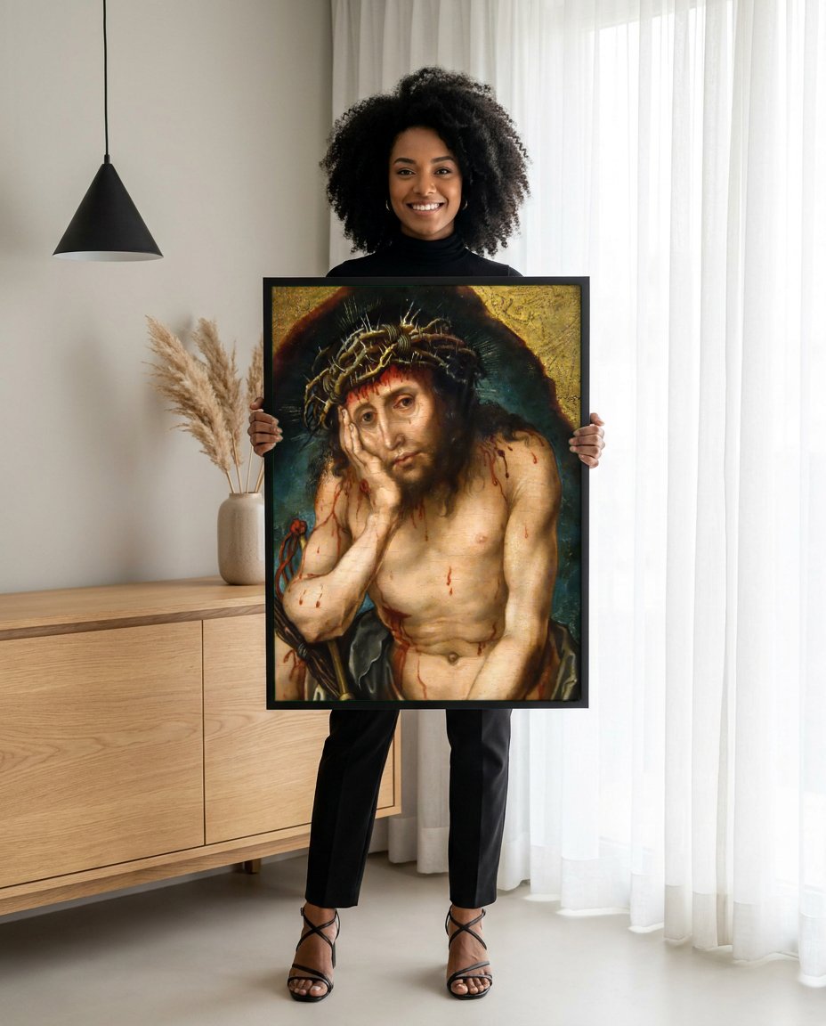Quadro Decorativo Ecce Homo - Albrecht Dürer com modelo em ambiente