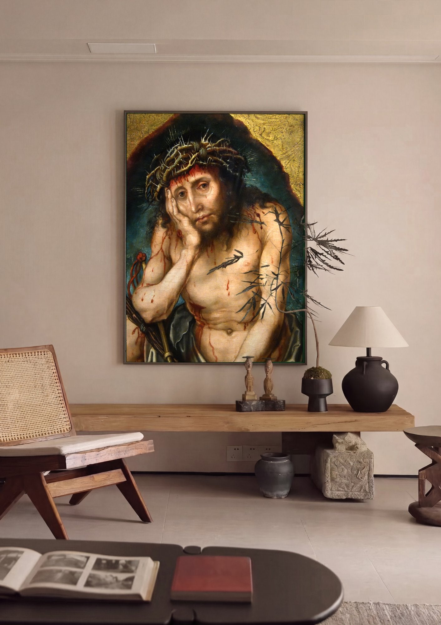 Quadro Decorativo Ecce Homo - Albrecht Dürer em ambiente decorado