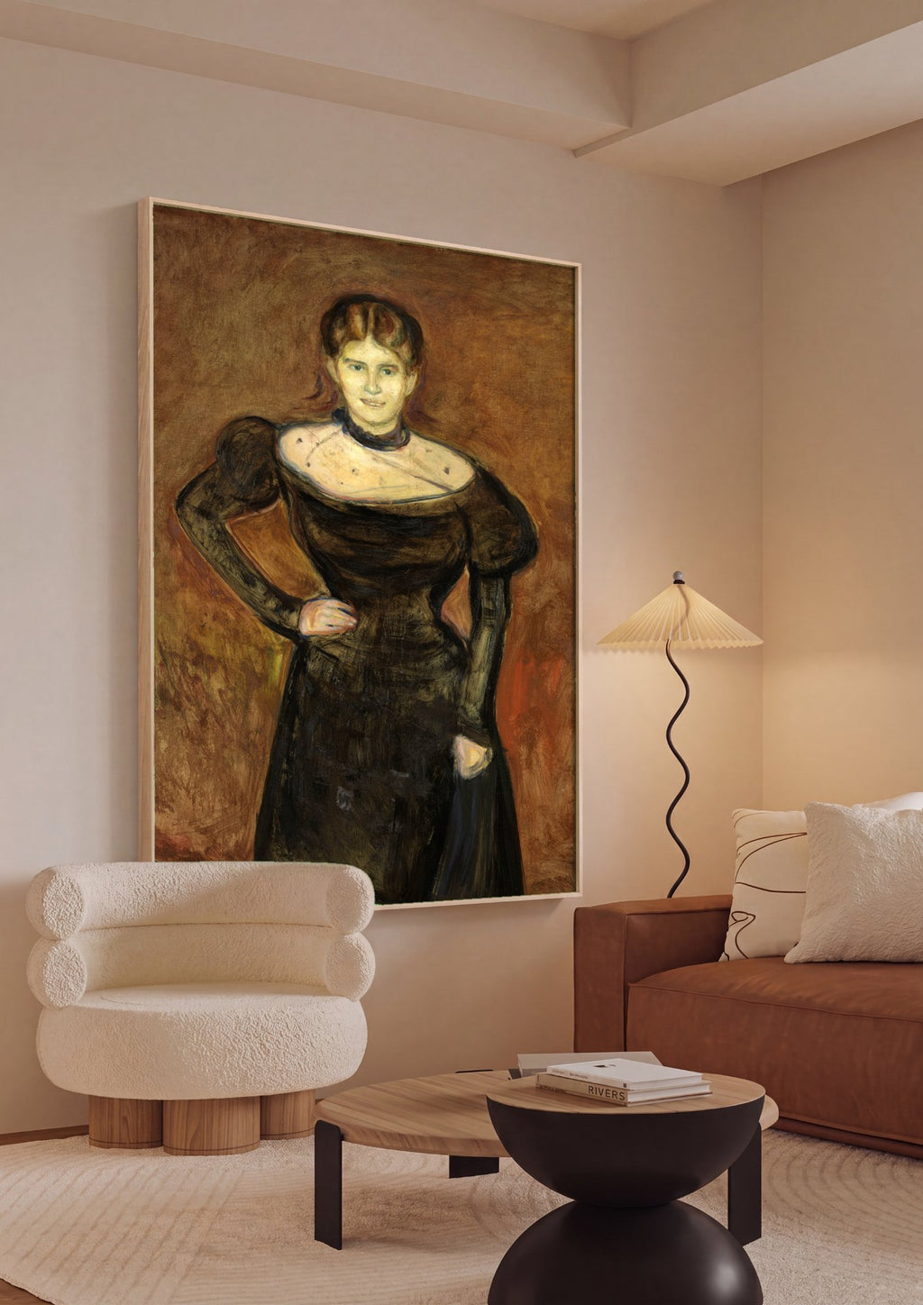 Quadro Decorativo Retrato de Mulher - Edvard Munch em ambiente decorado