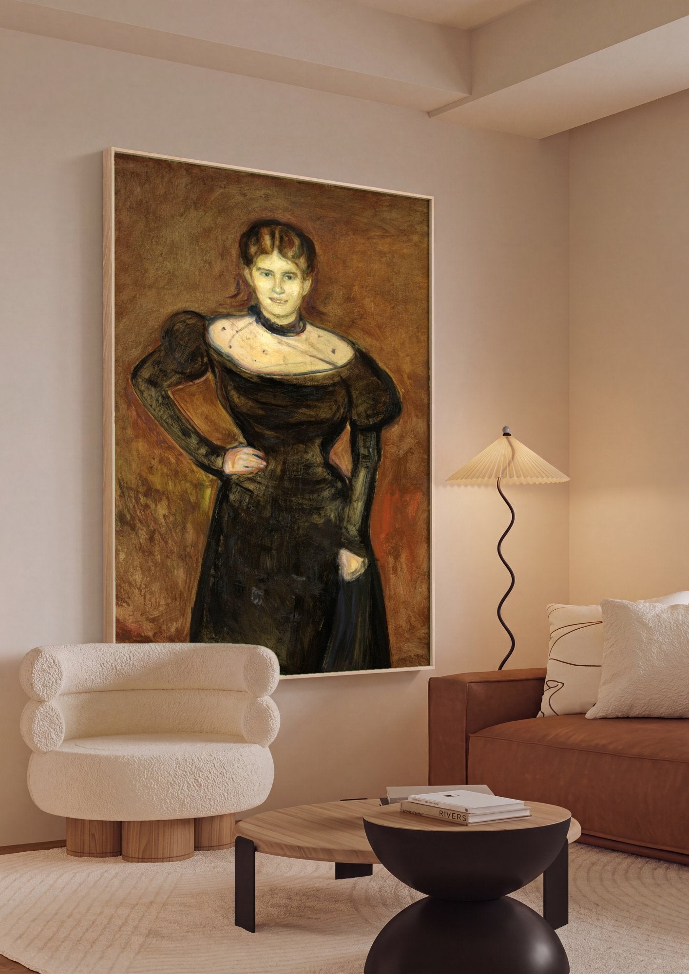 Quadro Decorativo Retrato de Mulher - Edvard Munch em ambiente decorado