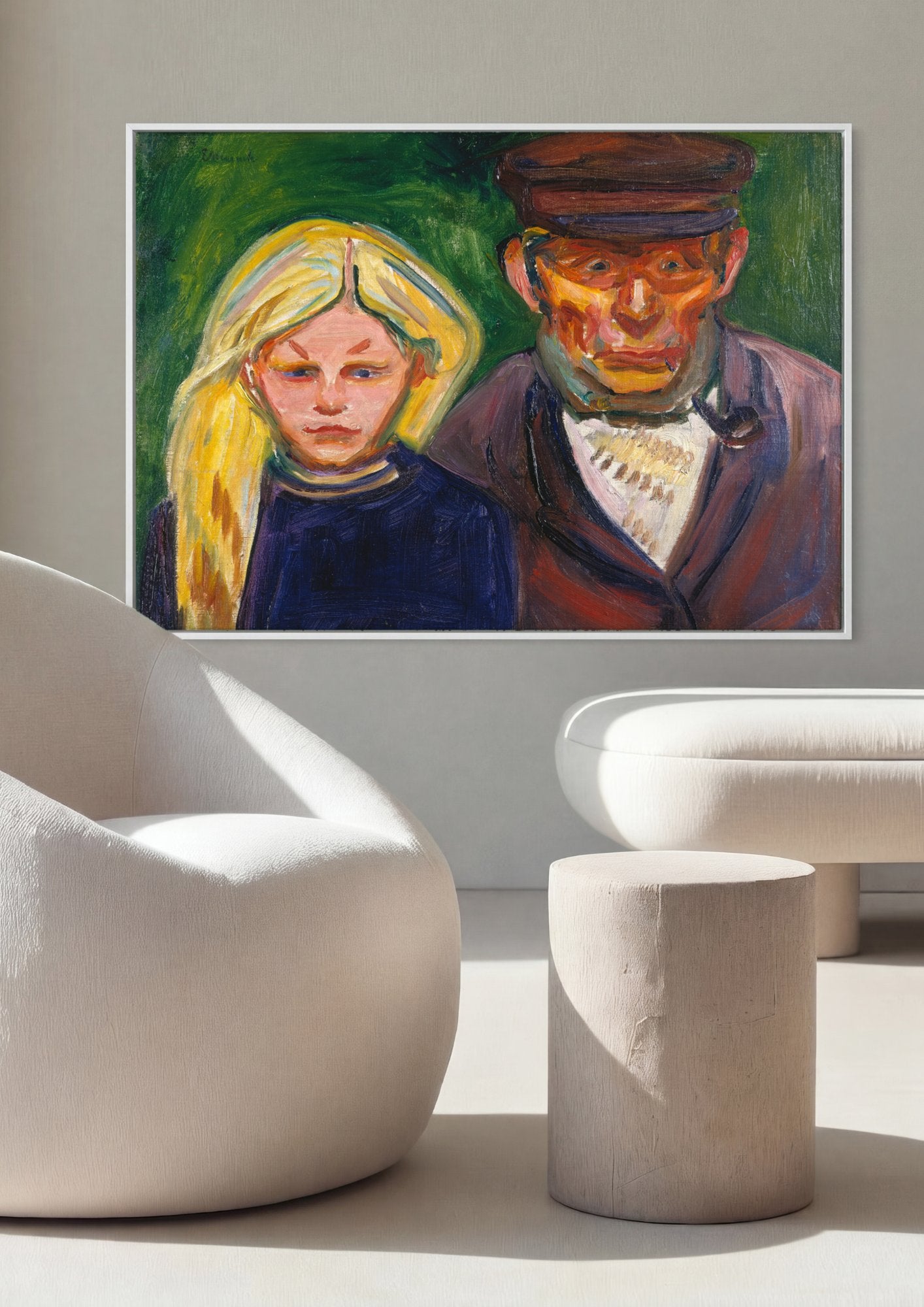 Quadro Decorativo Dupla de Retratos - Edvard Munch em ambiente decorado