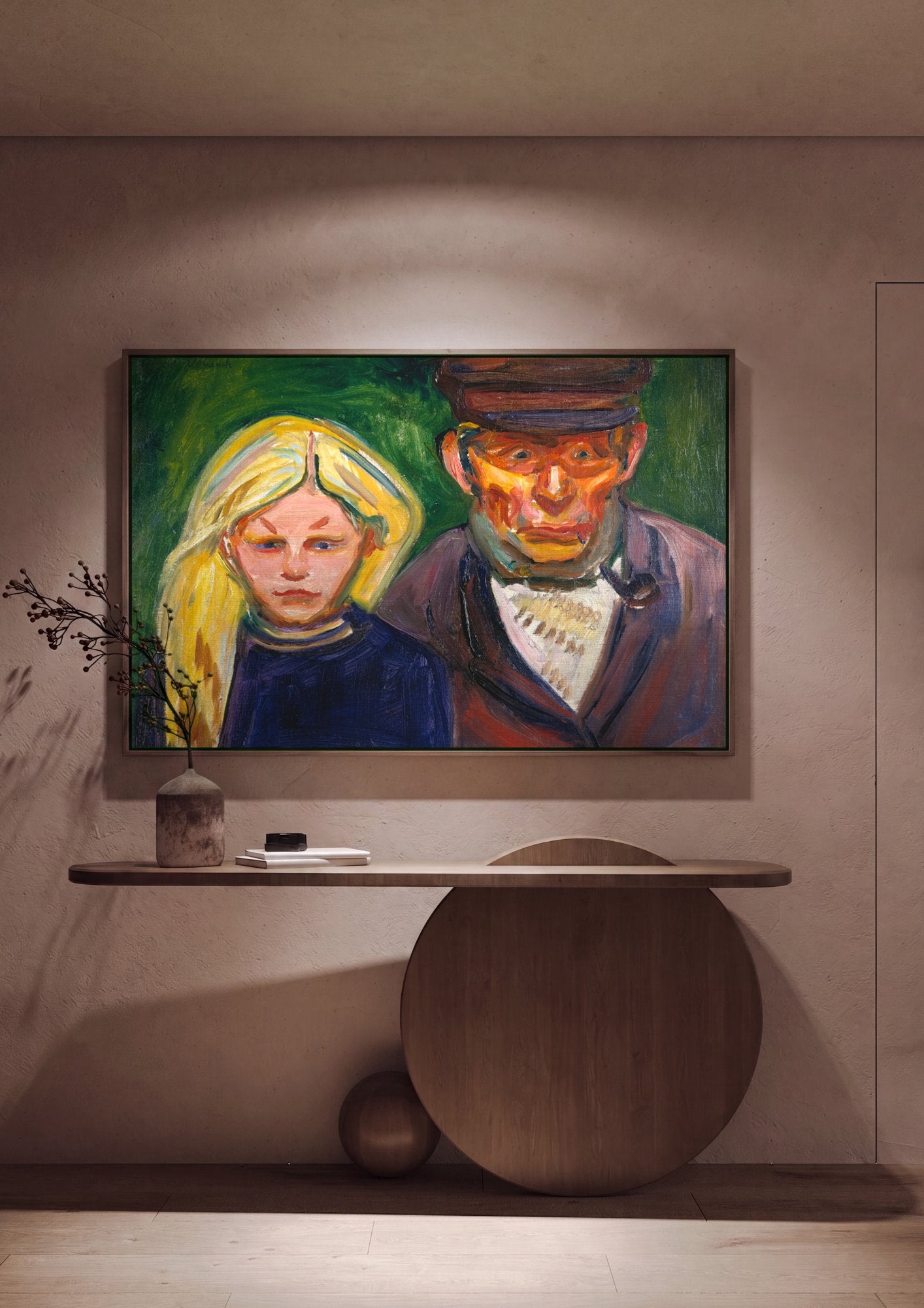 Quadro Decorativo Dupla de Retratos - Edvard Munch em ambiente decorado