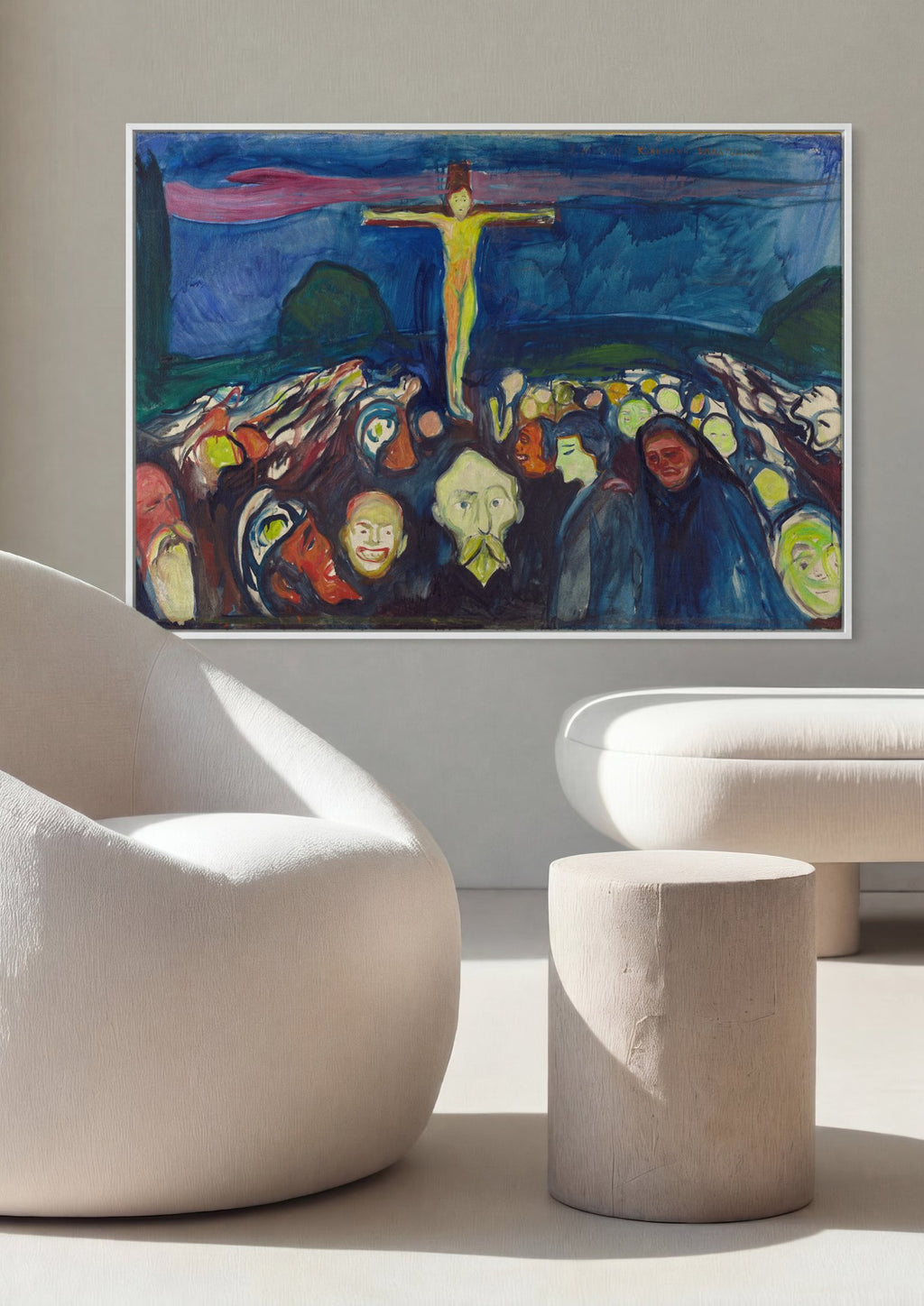 Quadro Decorativo Jesus Crucificado - Edvard Munch em ambiente decorado
