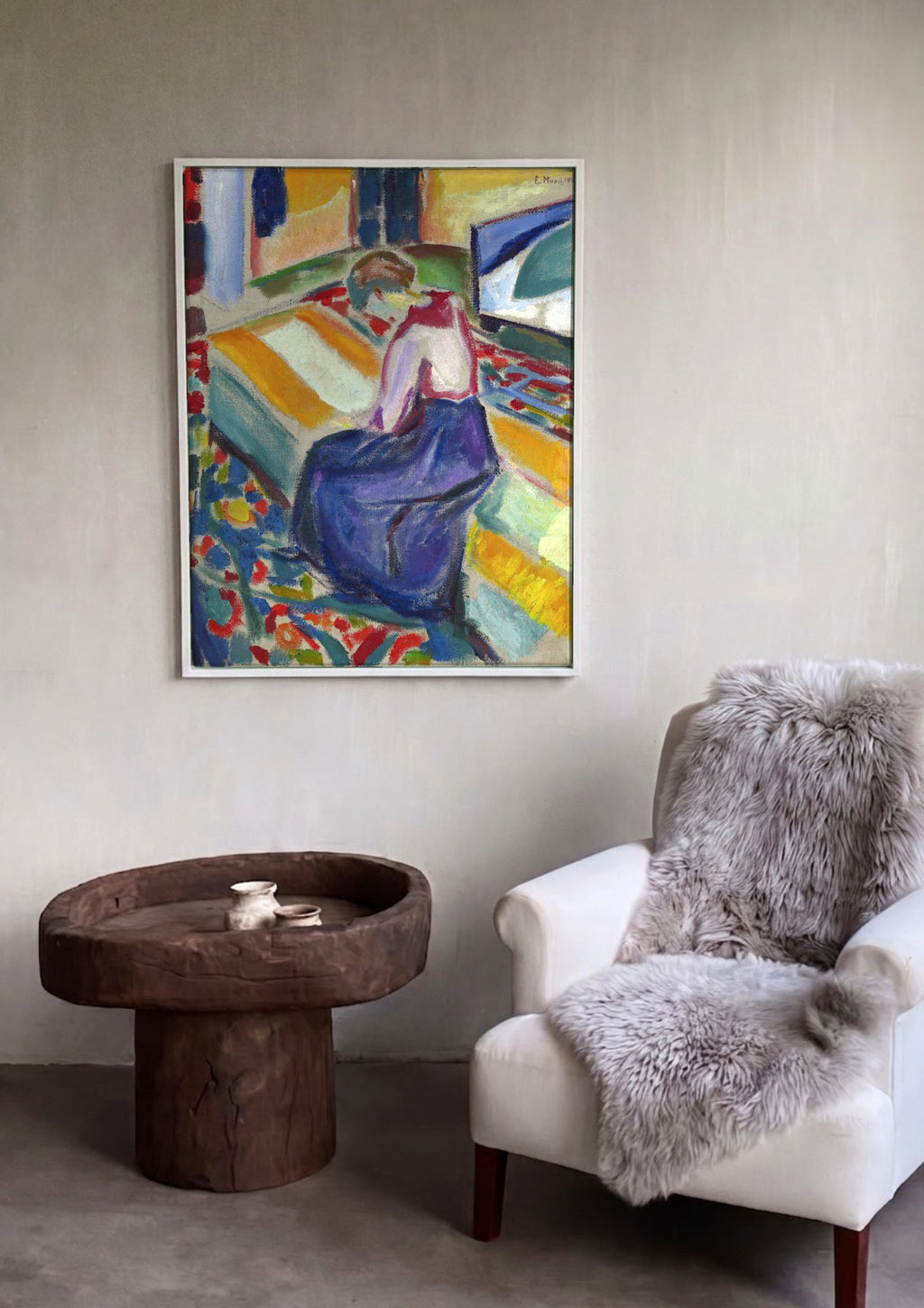 Quadro Decorativo A Mesa de Costura - Edvard Munch em ambiente decorado