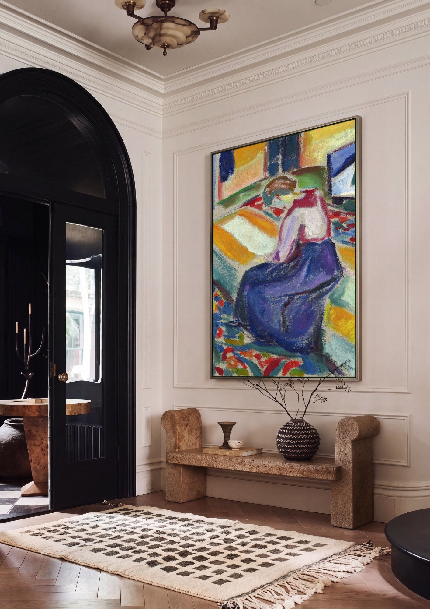 Quadro Decorativo A Mesa de Costura - Edvard Munch em ambiente decorado