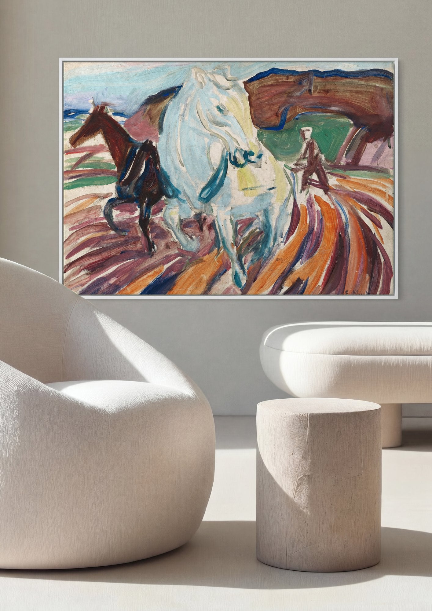 Quadro Decorativo Cavalos Selvagens - Edvard Munch em ambiente decorado