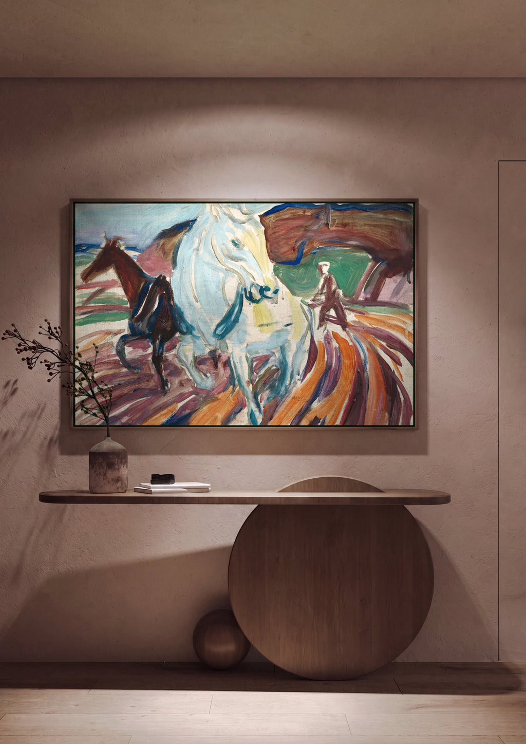 Quadro Decorativo Cavalos Selvagens - Edvard Munch em ambiente decorado