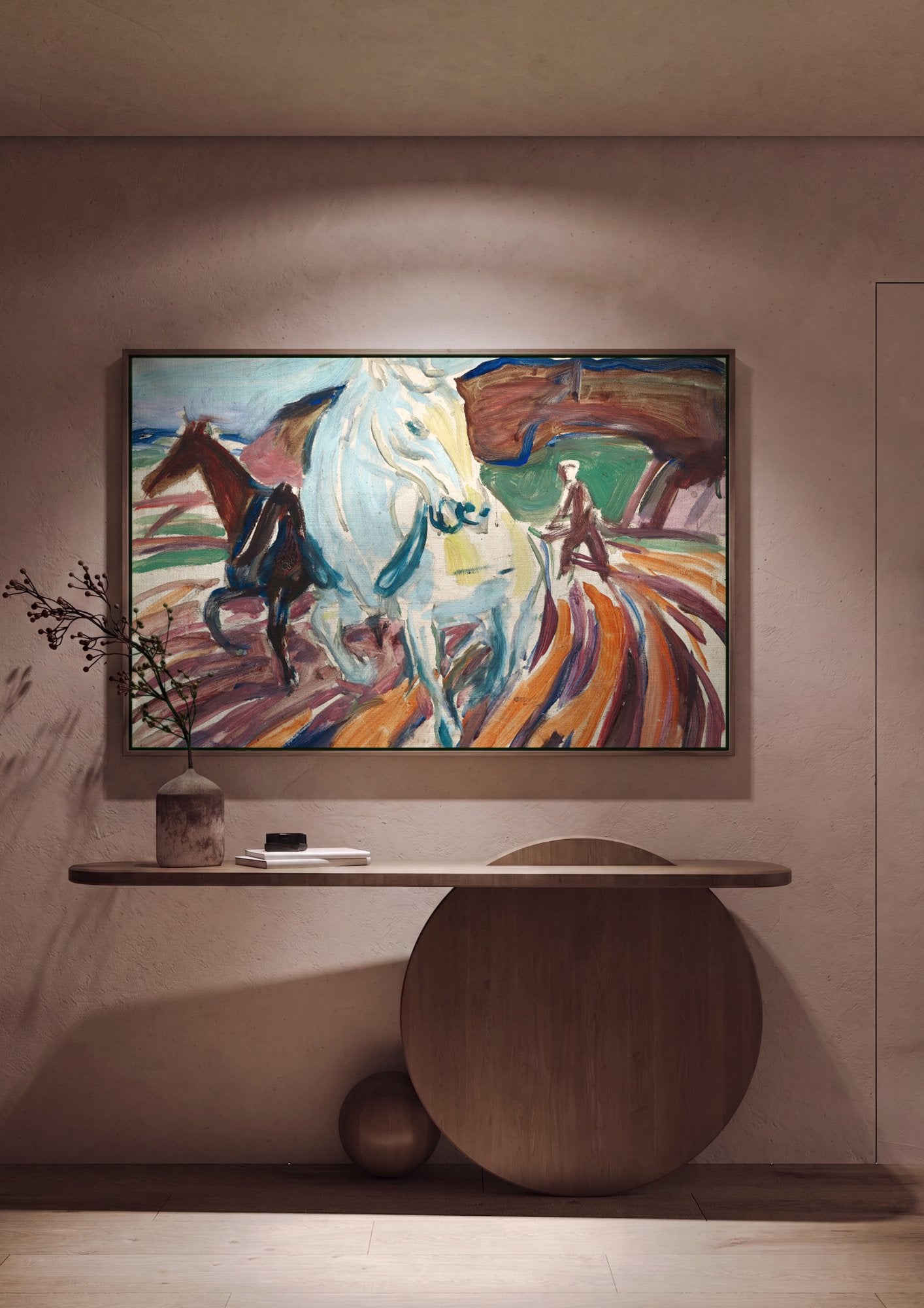 Quadro Decorativo Cavalos Selvagens - Edvard Munch em ambiente decorado