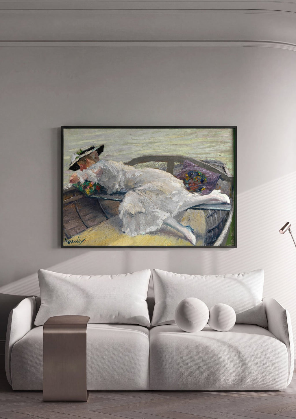 Quadro Decorativo A Mulher no Barco - Edward Cucuel em ambiente decorado