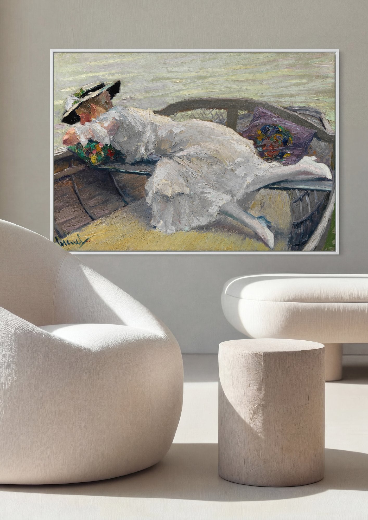 Quadro Decorativo A Mulher no Barco - Edward Cucuel em ambiente decorado