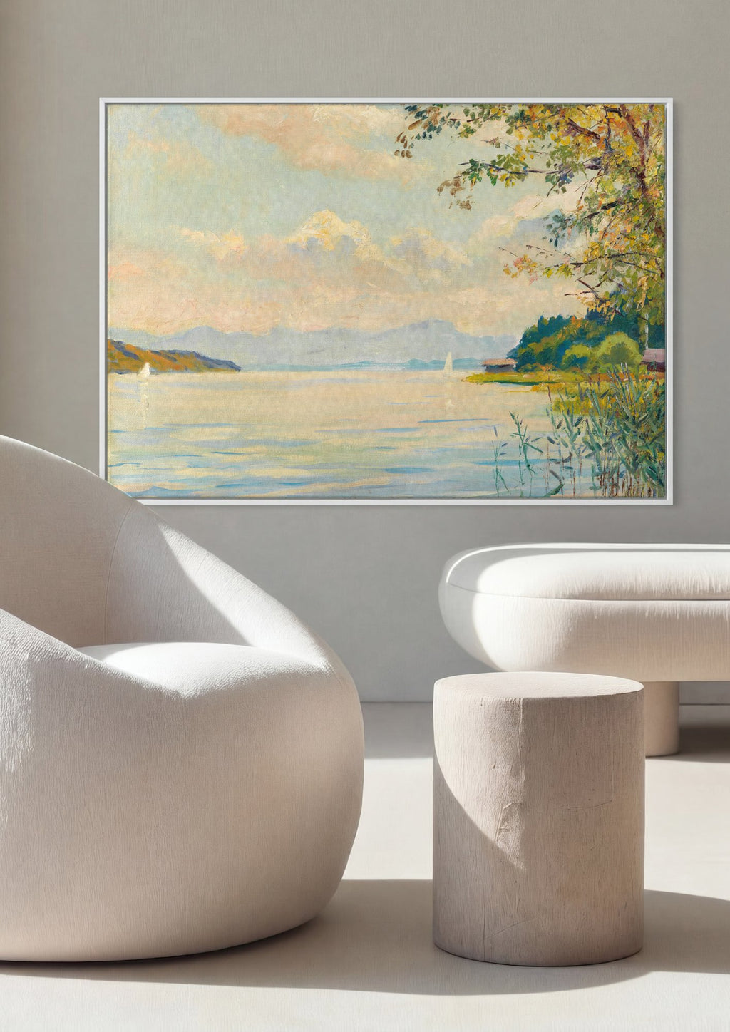 Quadro Decorativo Paisagem Lacustre - Edward Cucuel em ambiente decorado