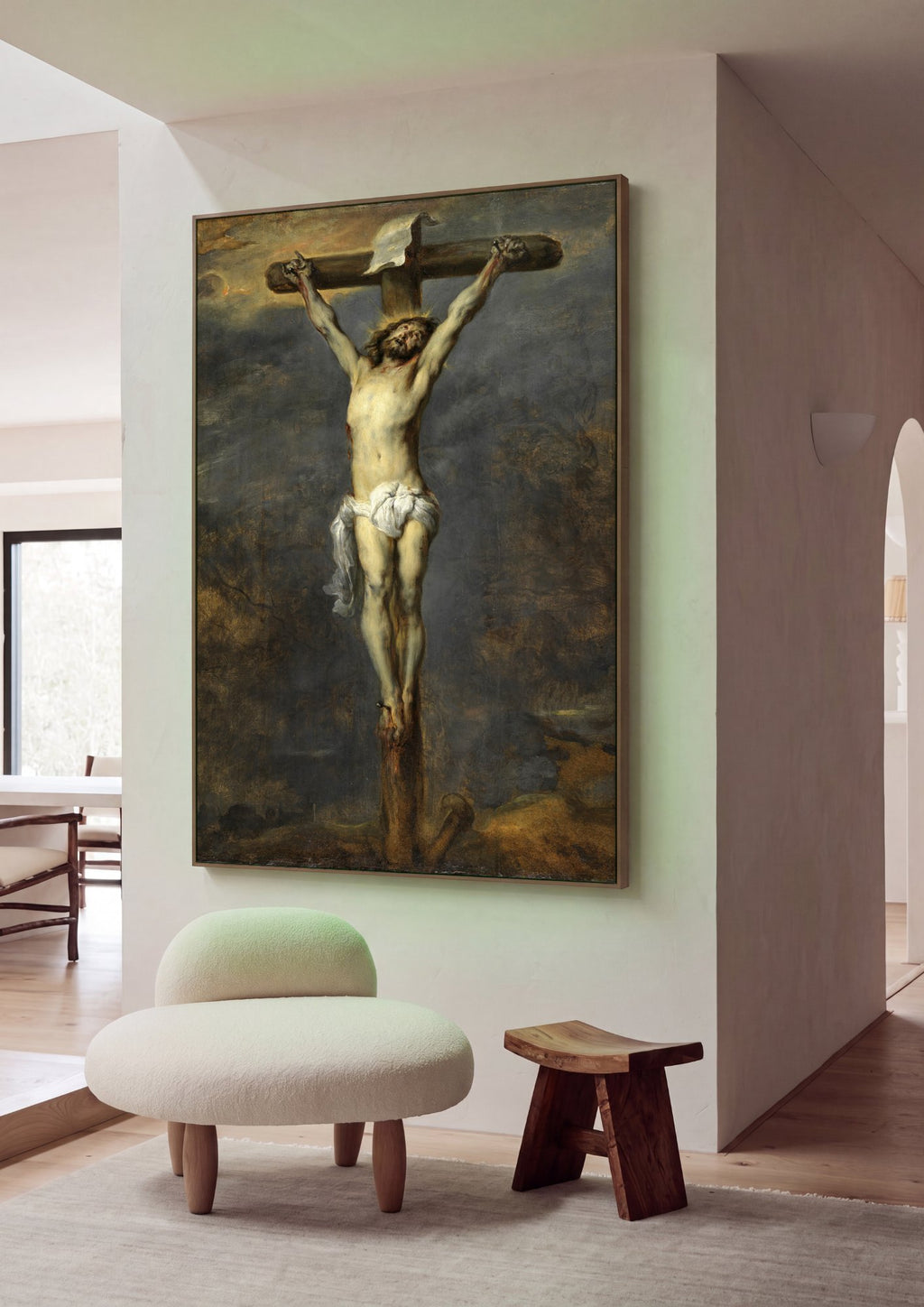 Quadro Decorativo A Crucificação - Van Dyck em ambiente decorado