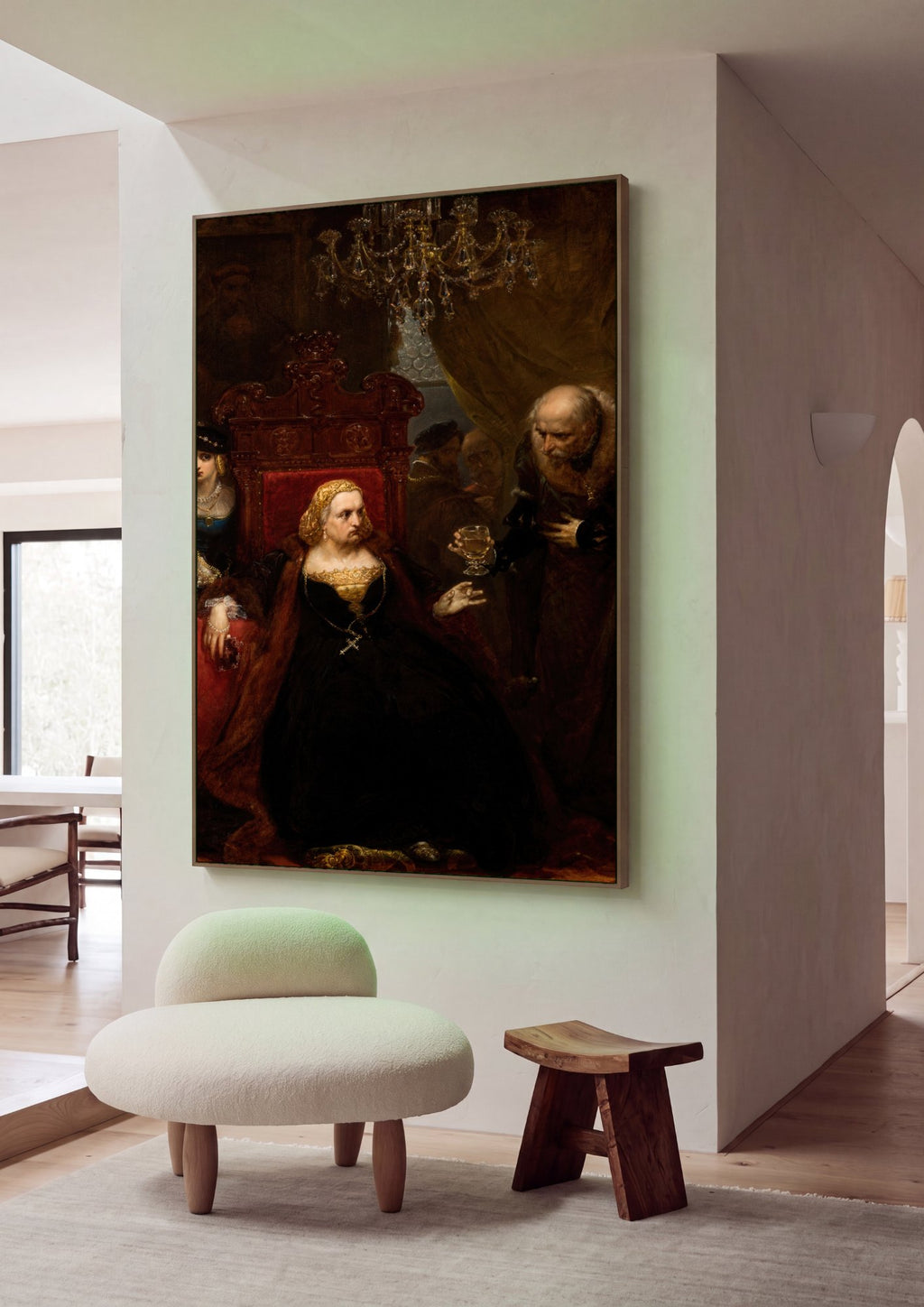 Quadro Decorativo A Rainha Barbara Radziwill - Jan Matejko em ambiente decorado