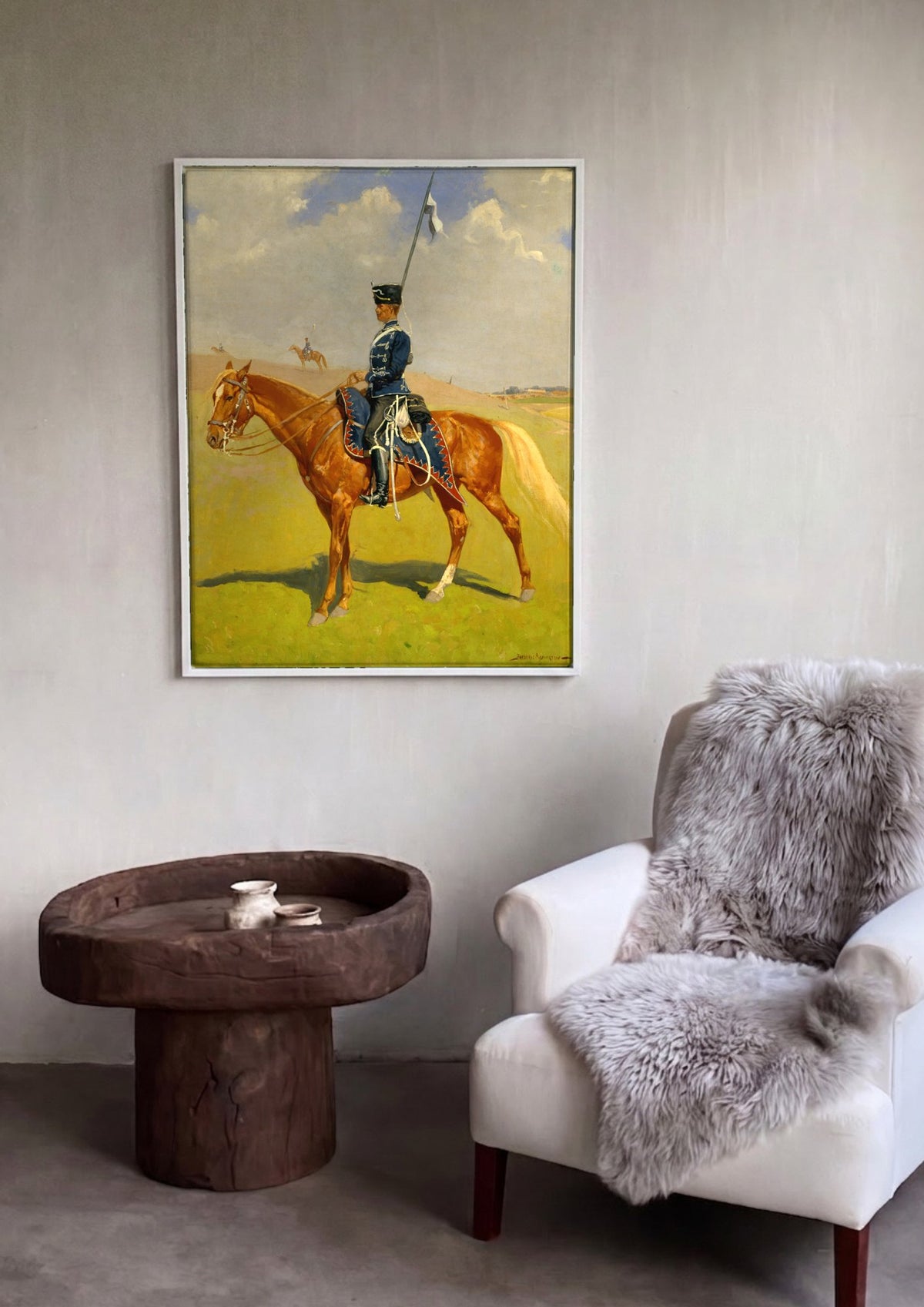 Quadro Decorativo O Lanceiro – Frederic Remington | quadro emoldurado na parede