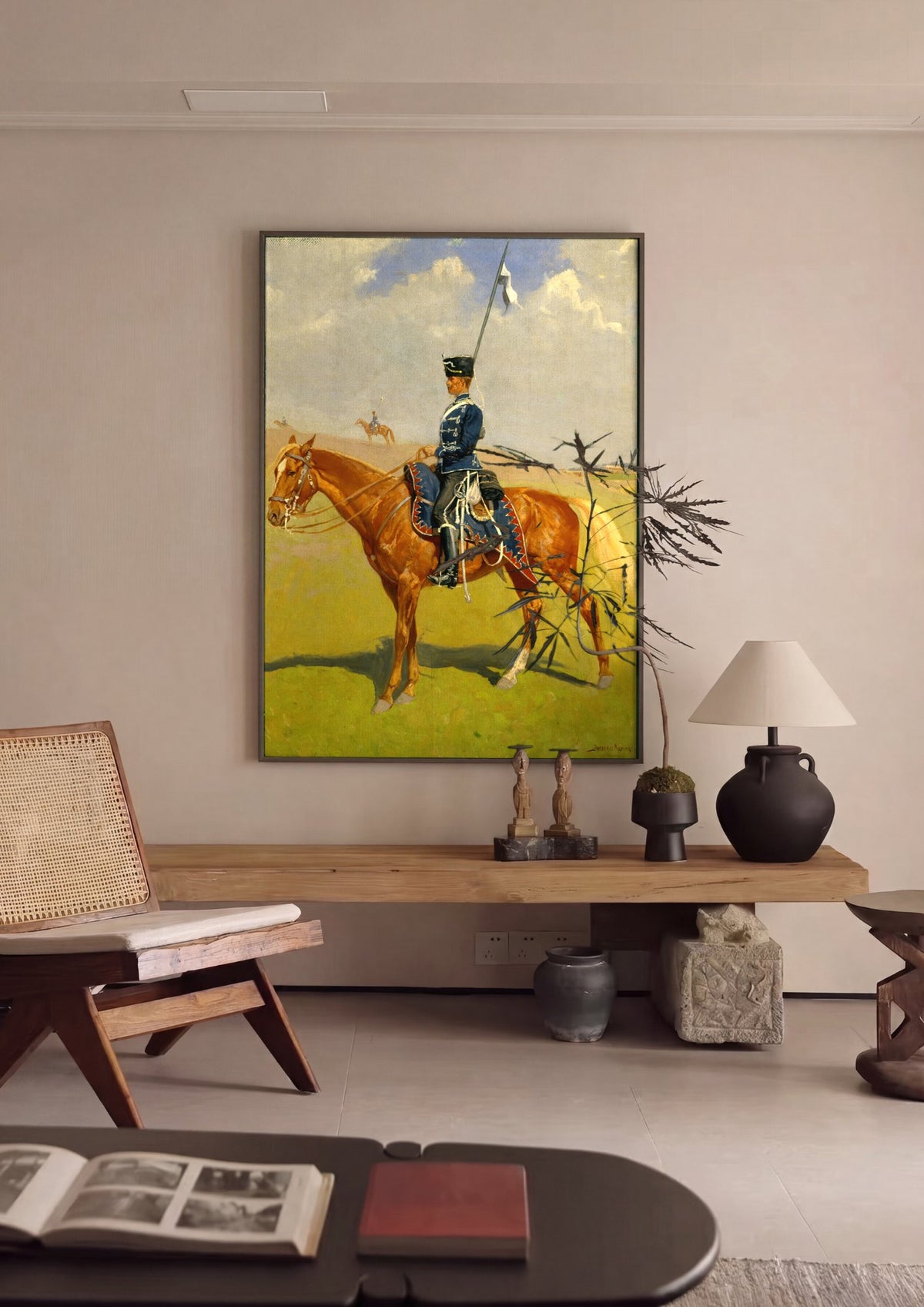 Quadro Decorativo O Lanceiro – Frederic Remington | quadro emoldurado na parede