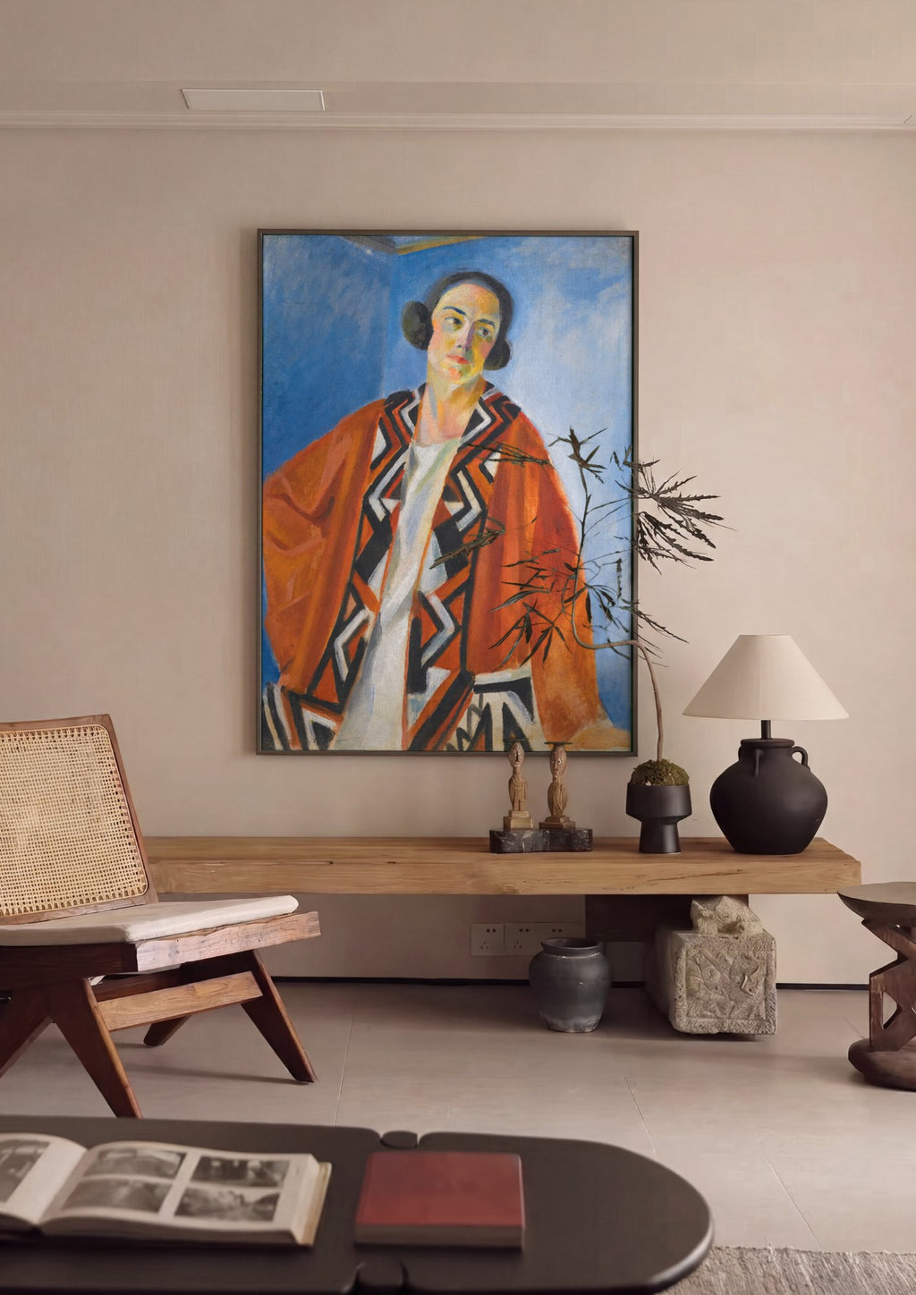 Quadro Decorativo A Senhora em Laranja e Azul - Robert Delaunay | quadro emoldurado na parede