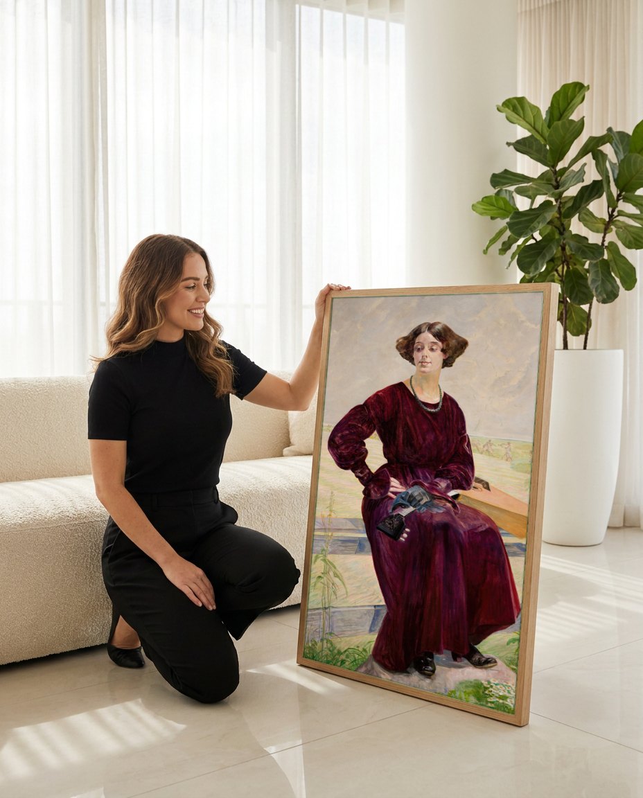 Quadro Decorativo A Poetisa - Jacek Malczewski | modelo apresentando o quadro emoldurado