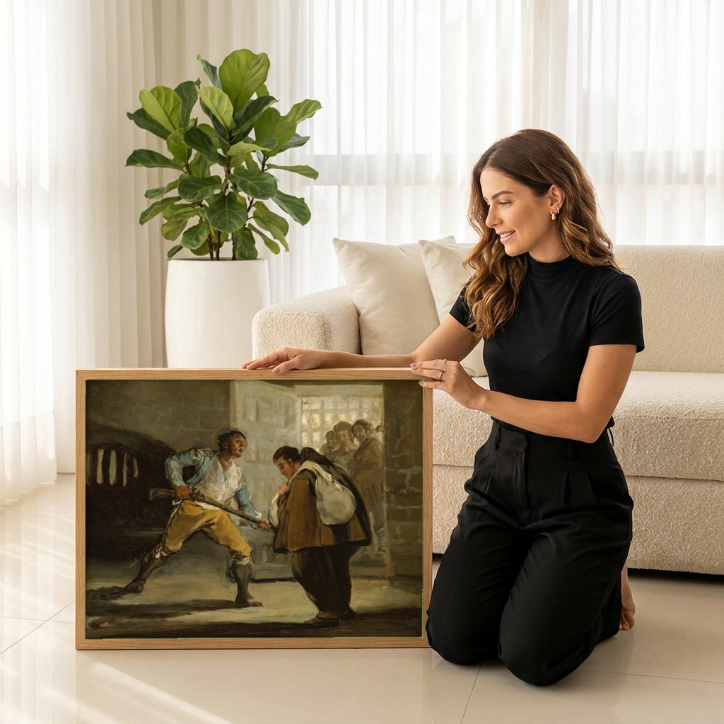 Quadro Decorativo A Prisão - Francisco de Goya | modelo apresentando o quadro emoldurado