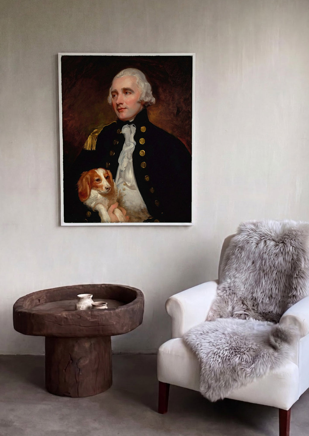 Quadro Decorativo Retrato com Cão - George Romney | quadro emoldurado na parede