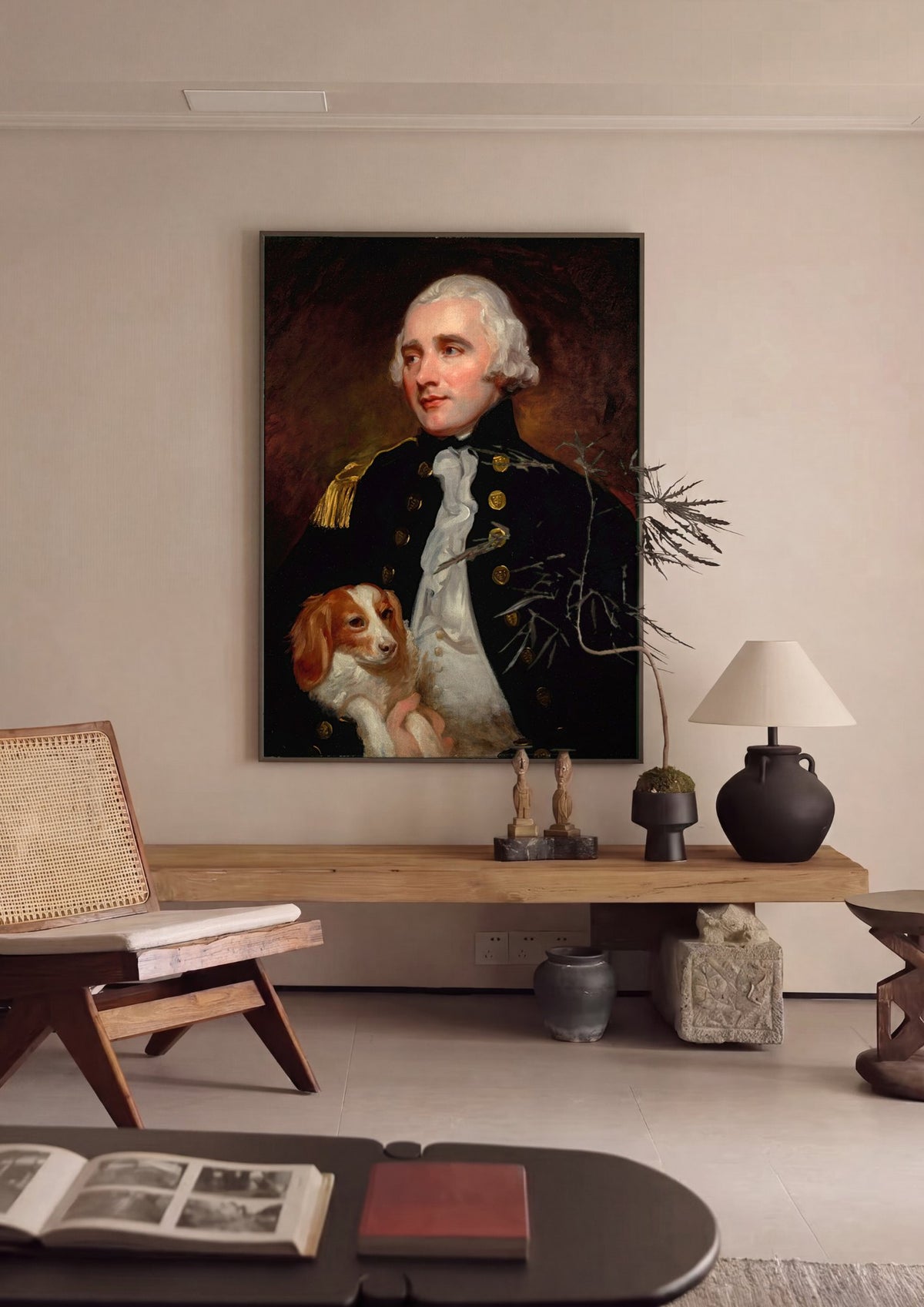 Quadro Decorativo Retrato com Cão - George Romney | quadro emoldurado na parede