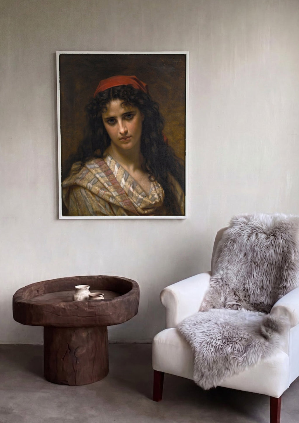 Quadro Decorativo 'A Cigana' - Hugues Merle | quadro emoldurado na parede