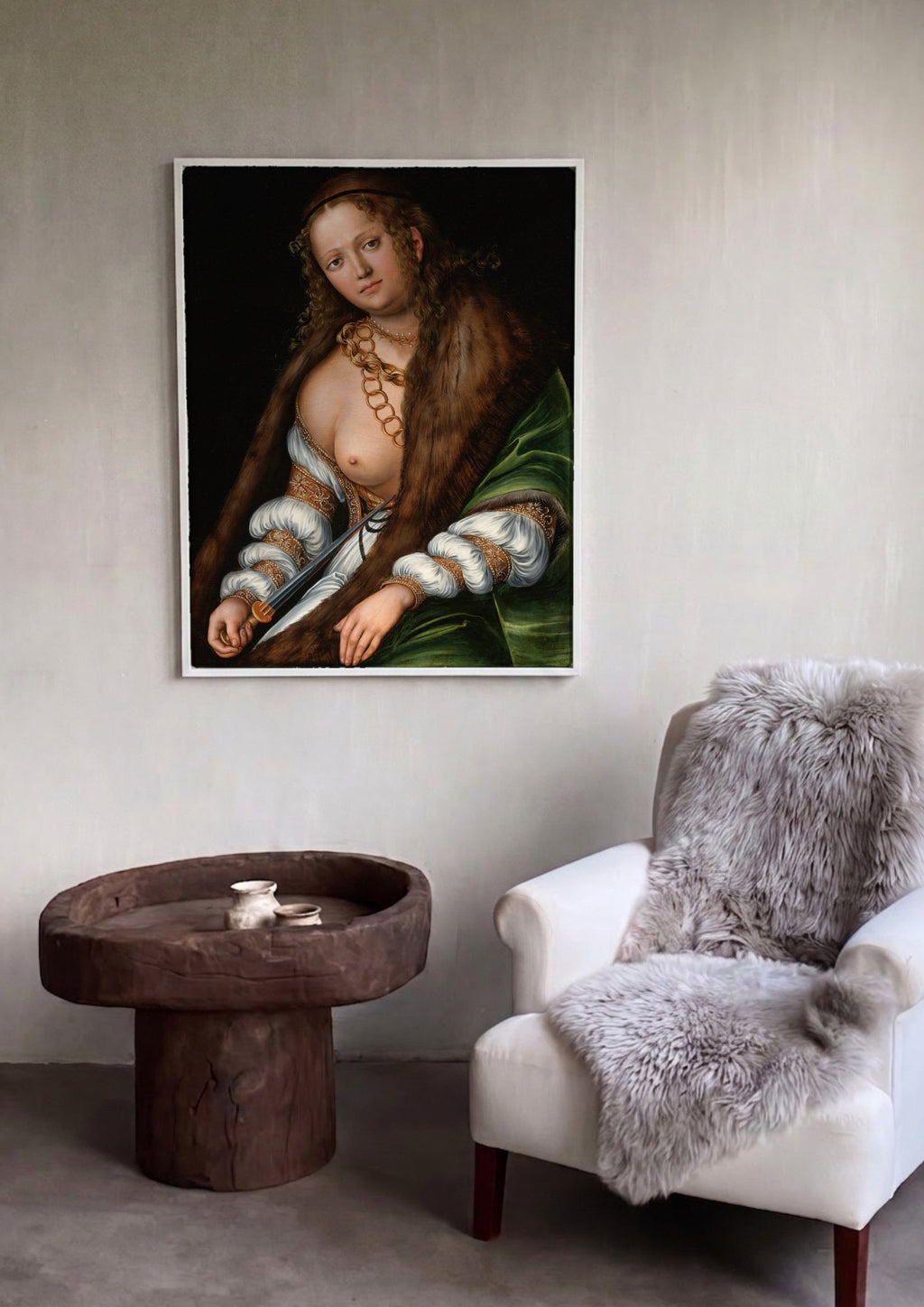 Quadro Decorativo 'Judite com a Cabeça de Holofernes' - Lucas Cranach | quadro emoldurado na parede