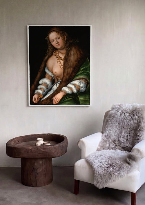 Quadro Decorativo 'Judite com a Cabeça de Holofernes' - Lucas Cranach | quadro emoldurado na parede