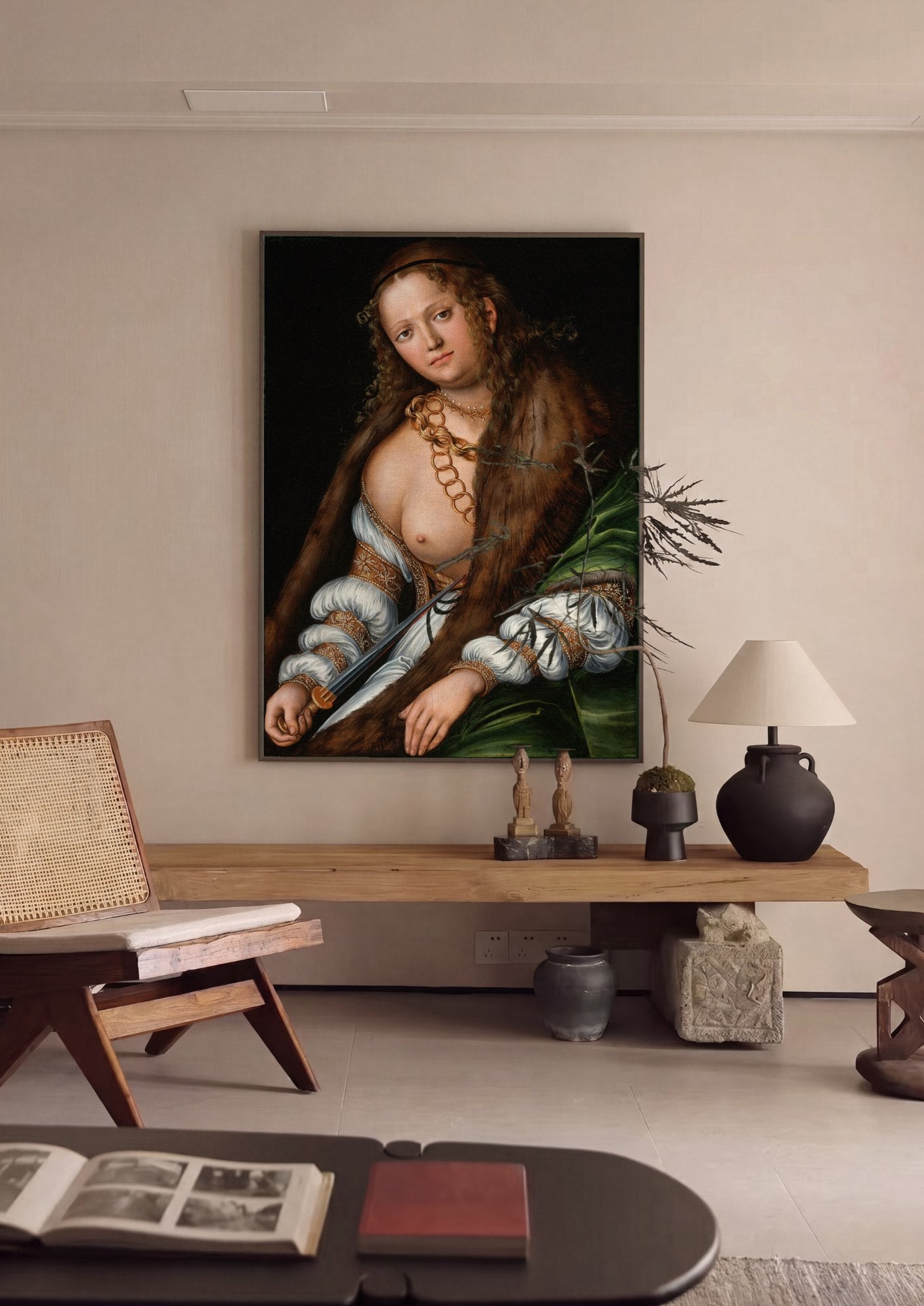 Quadro Decorativo 'Judite com a Cabeça de Holofernes' - Lucas Cranach | quadro emoldurado na parede