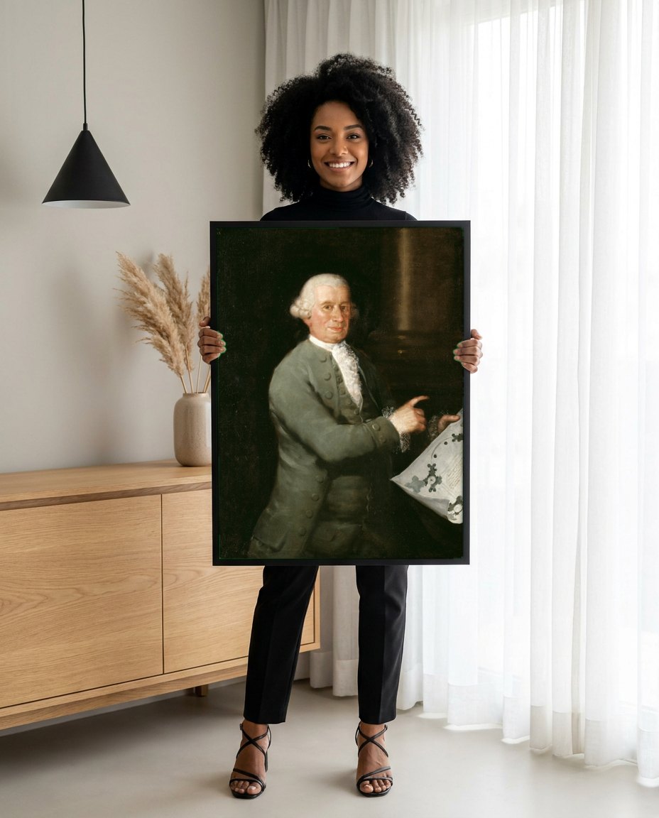 Quadro Decorativo Retrato de George Byres - Goya | modelo apresentando o quadro emoldurado