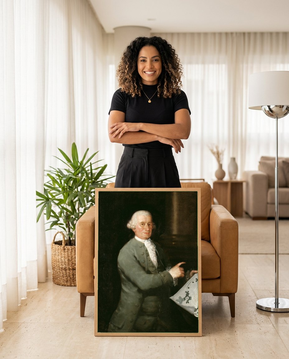 Quadro Decorativo Retrato de George Byres - Goya | modelo apresentando o quadro emoldurado