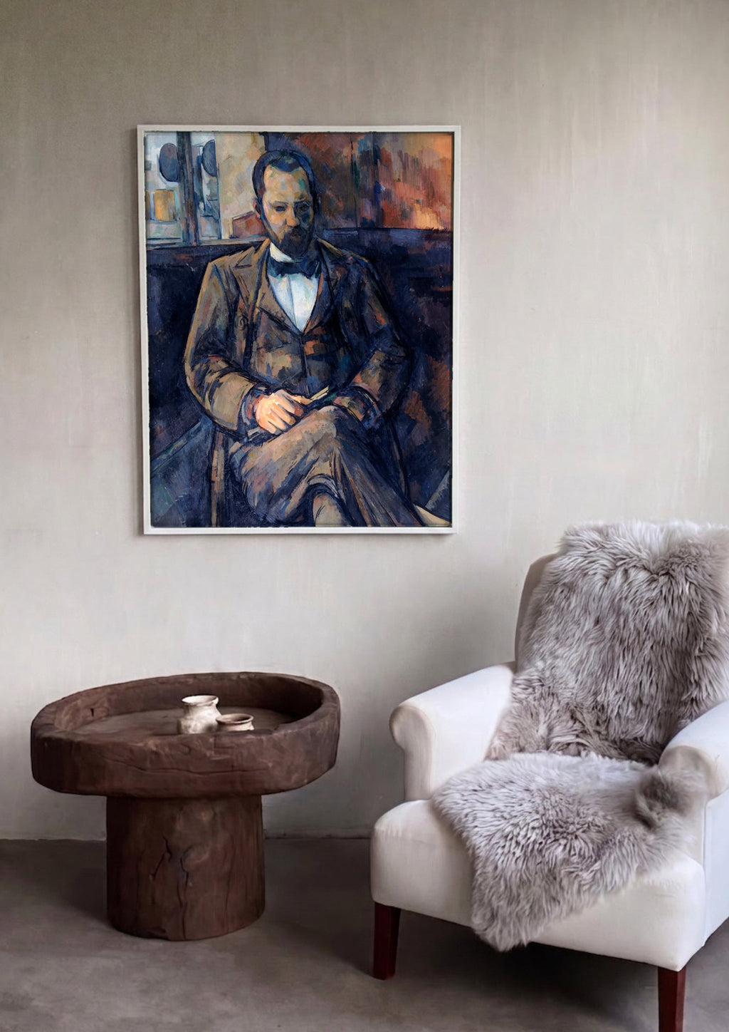 Quadro Decorativo Homem Sentado - Cézanne | quadro emoldurado na parede